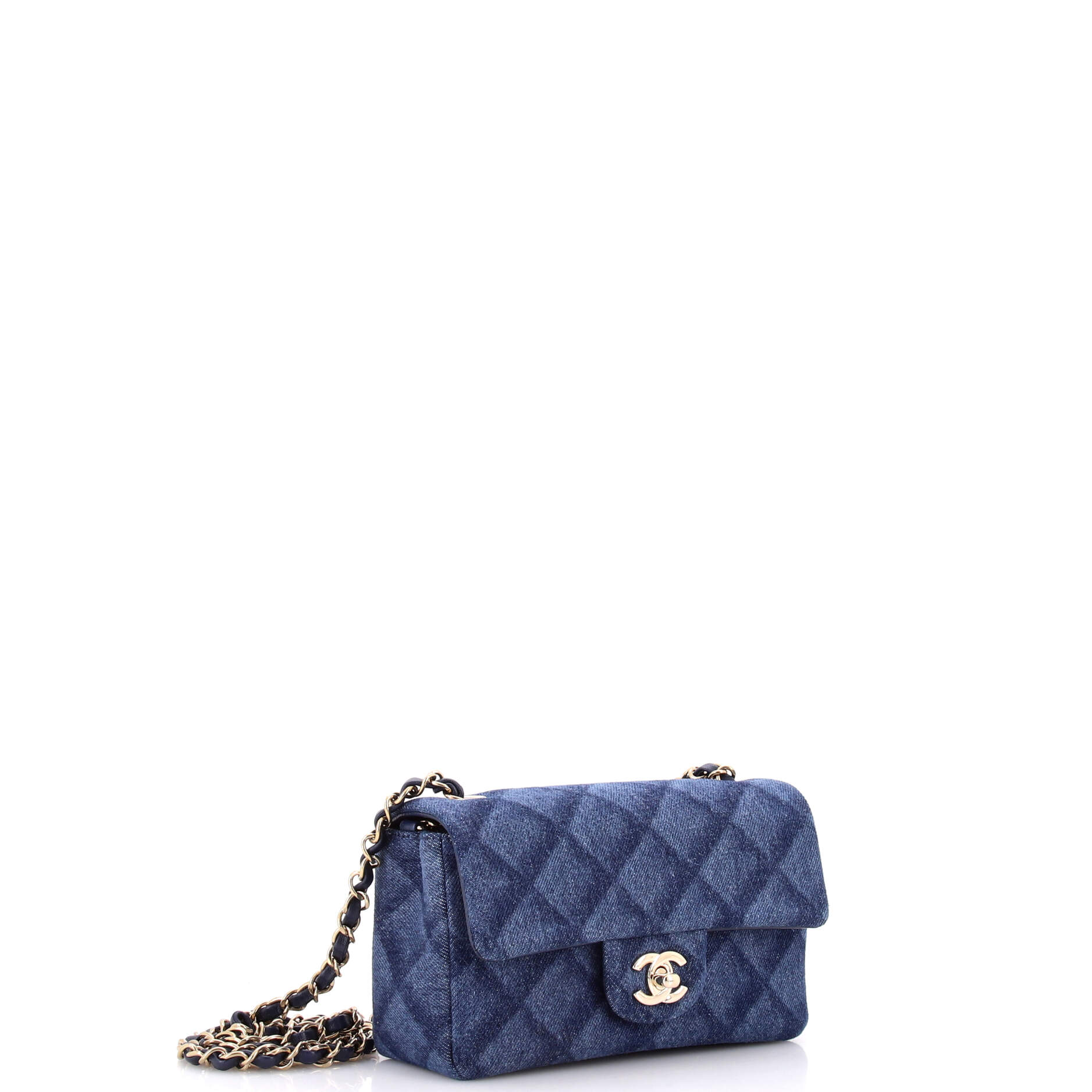 Classic Single Flap Bag 3D Quilt Printed Denim Mini - Image 2
