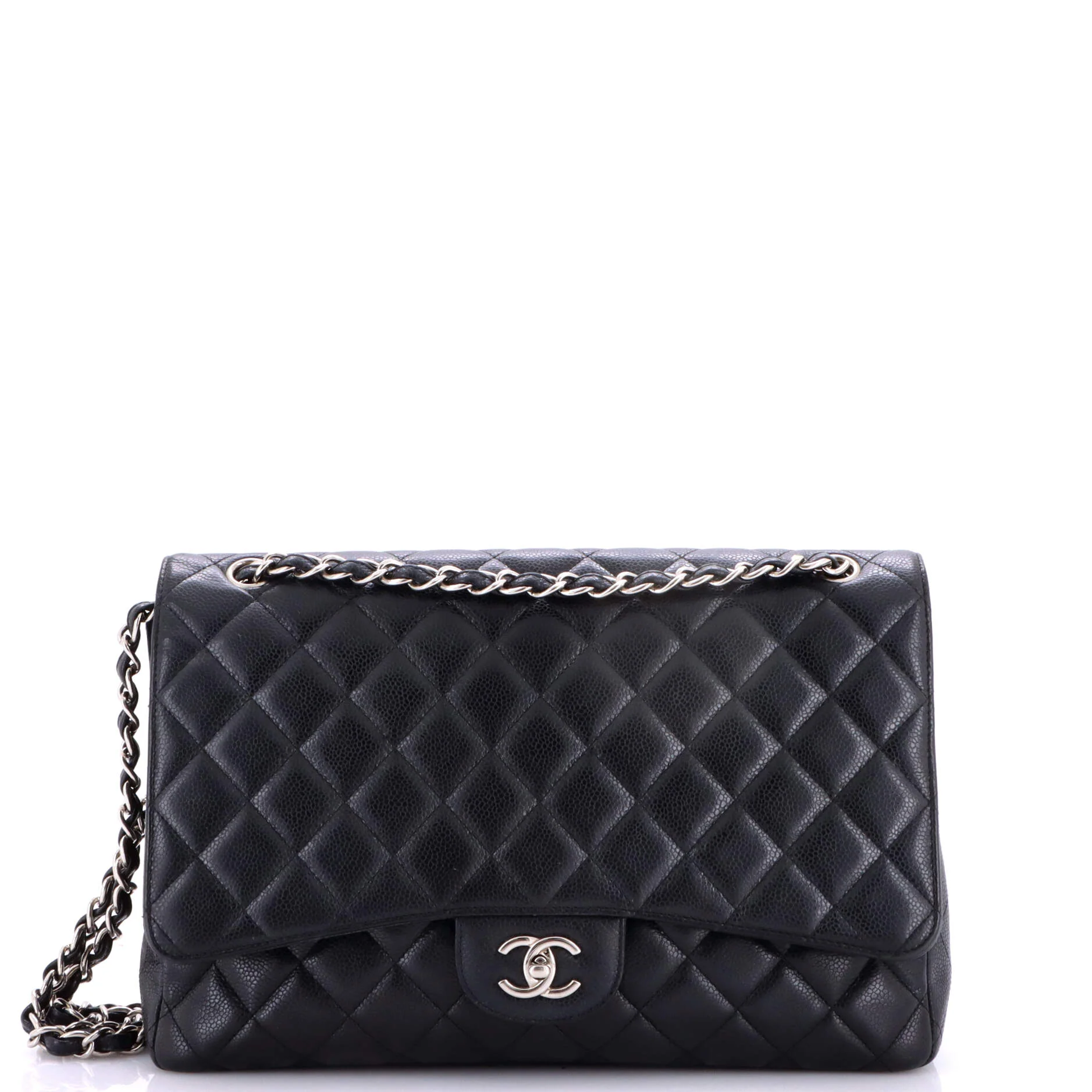 Classic Single Flap Bag Quilted Caviar Maxi