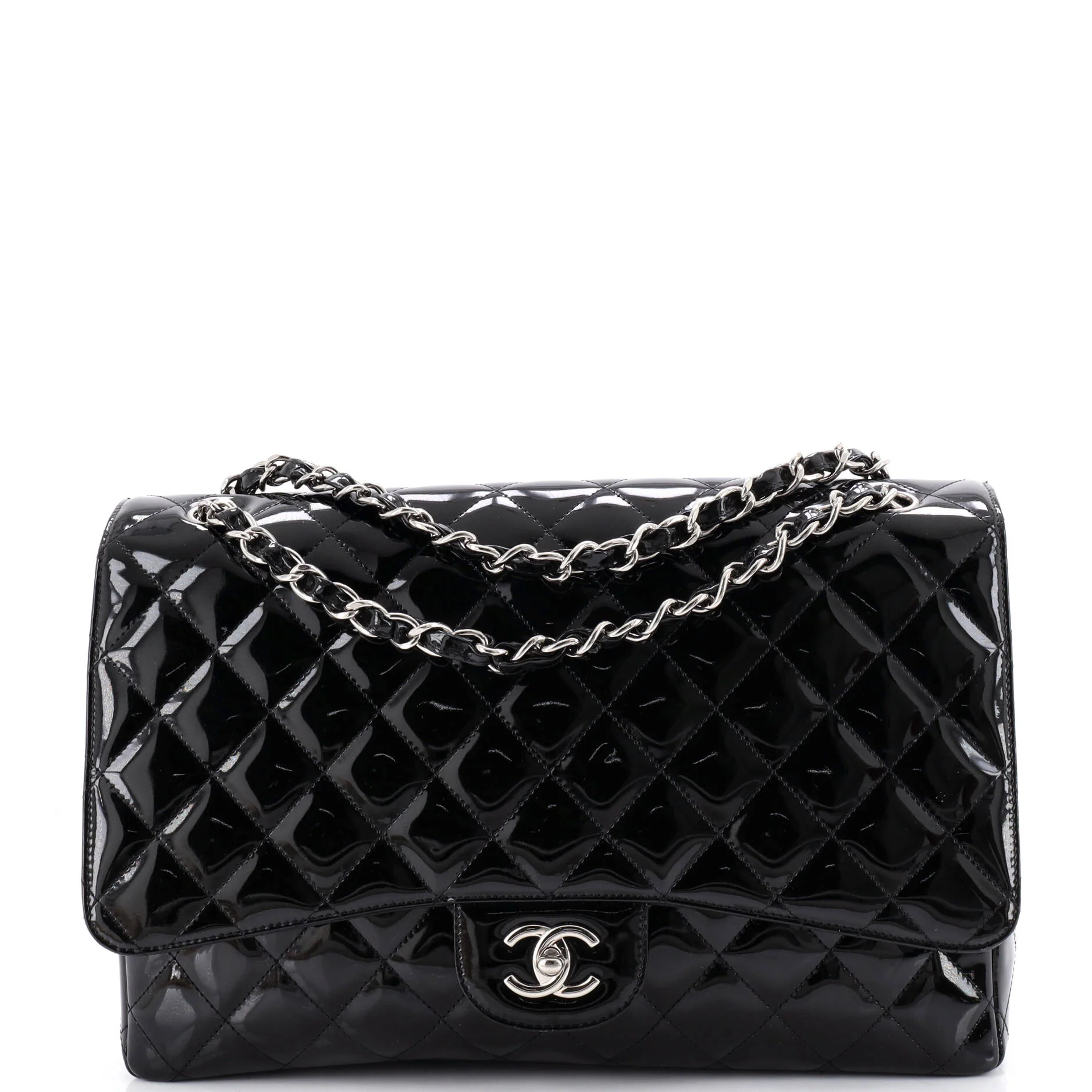 Classic Single Flap Bag Quilted Patent Maxi