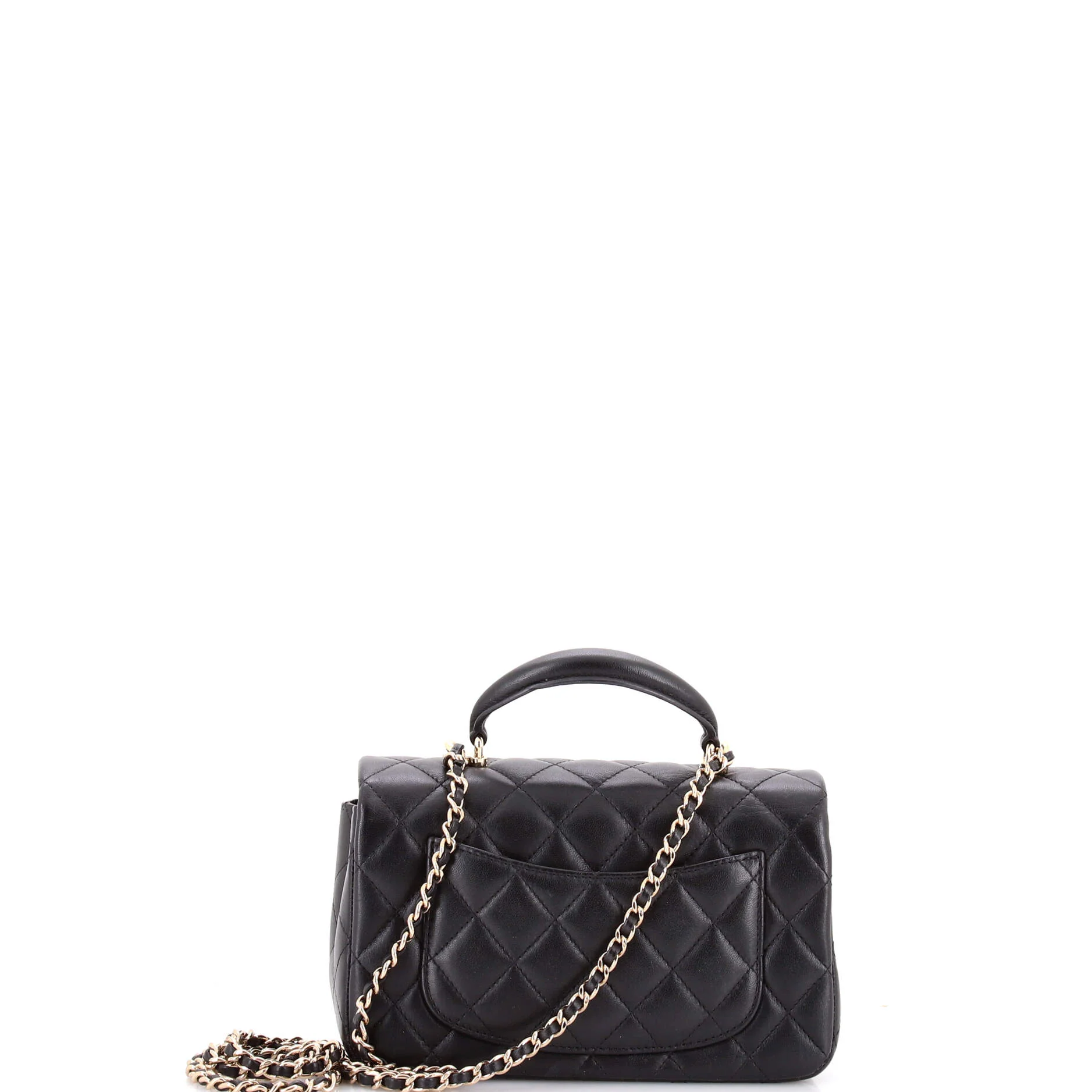 Classic Single Flap Top Handle Bag Quilted Lambskin Mini - Image 3