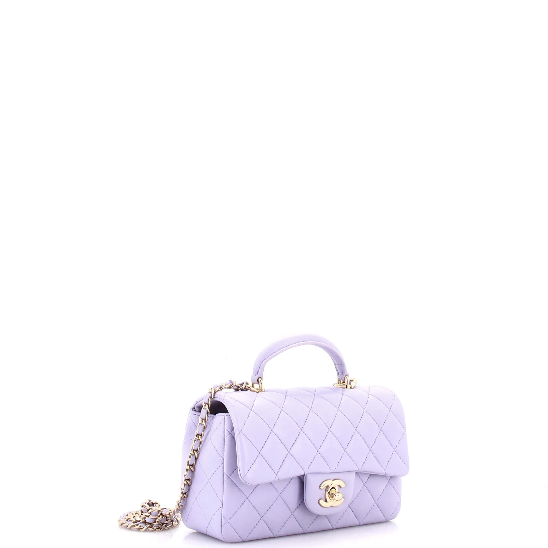 Classic Single Flap Top Handle Bag Quilted Lambskin Mini - Image 2