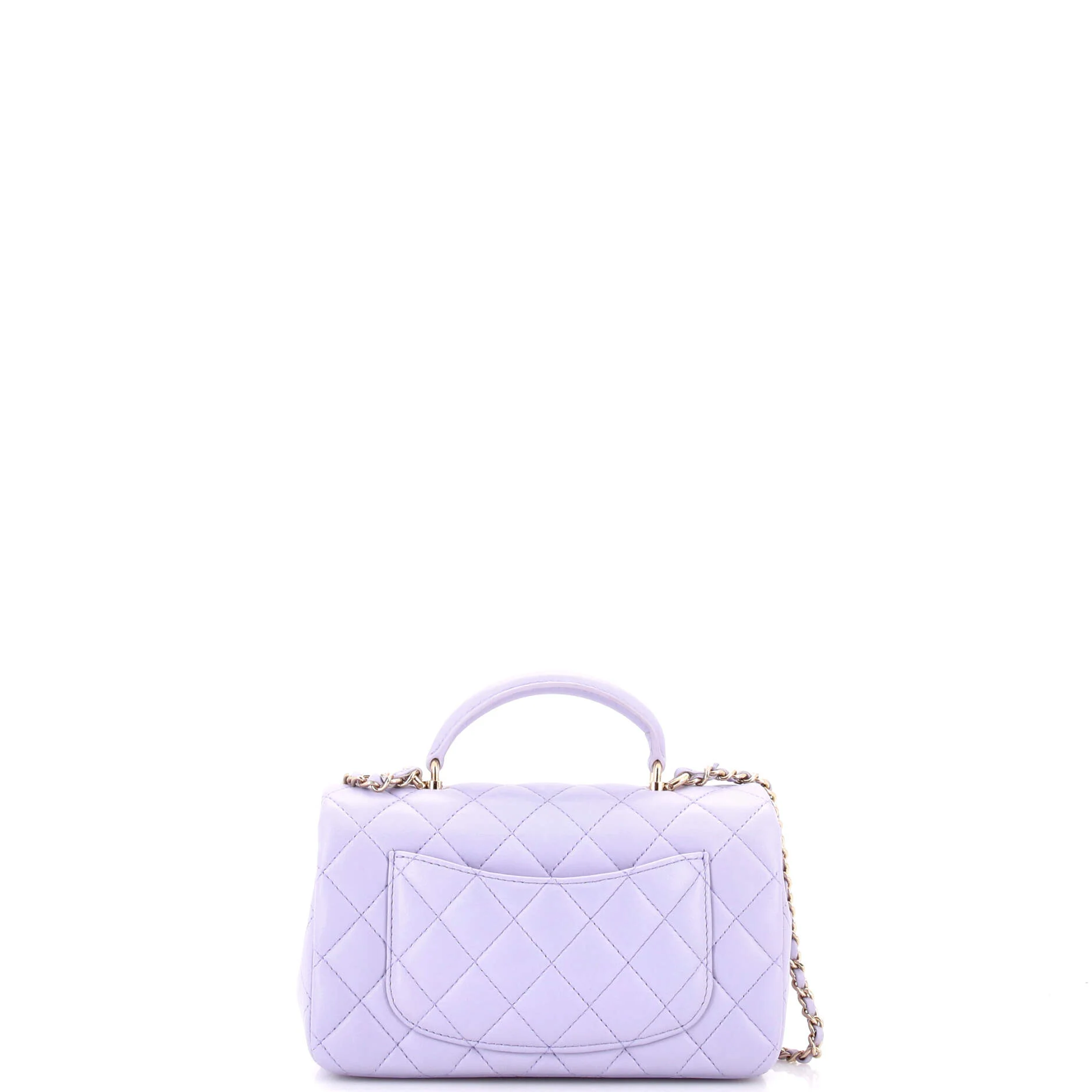 Classic Single Flap Top Handle Bag Quilted Lambskin Mini - Image 3
