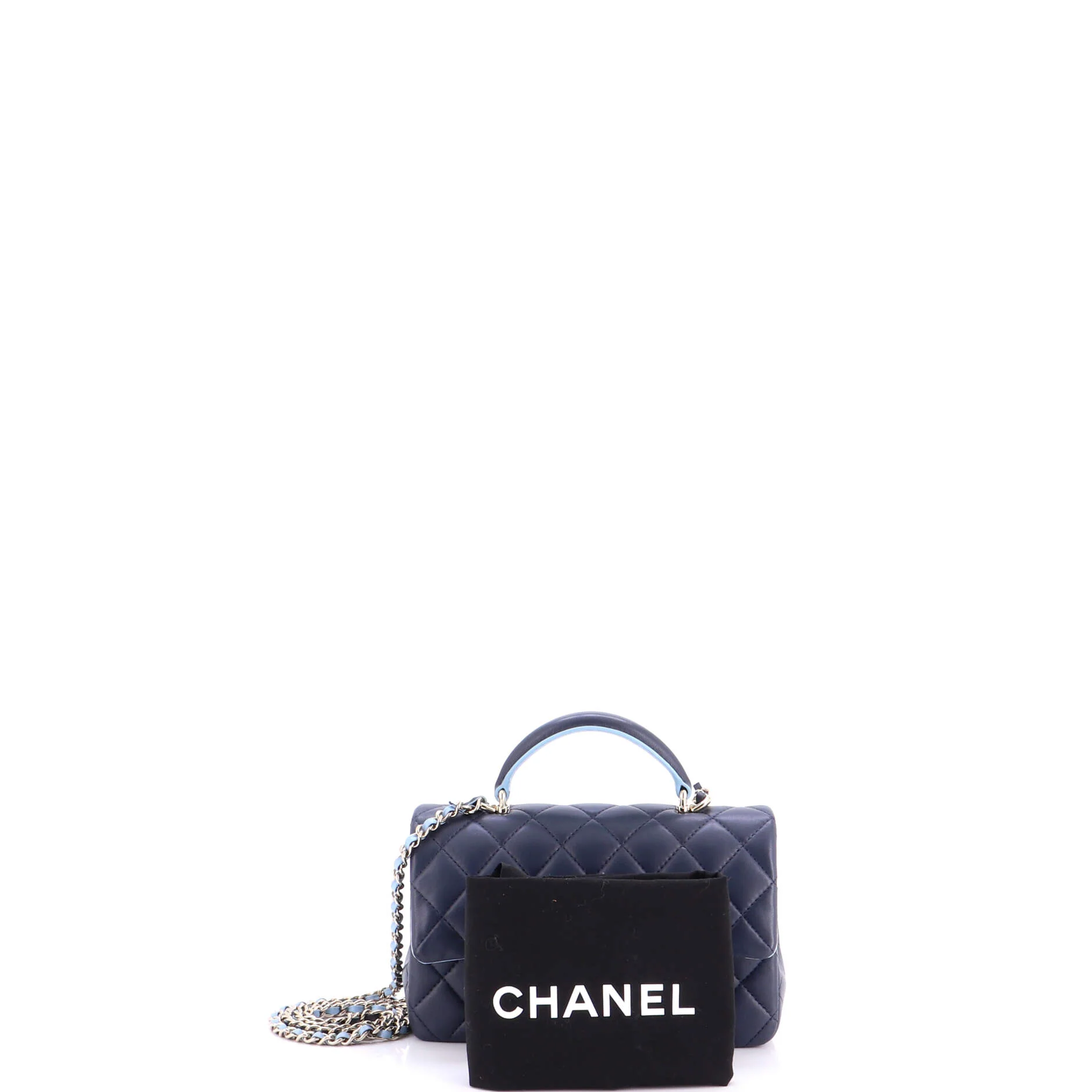 Classic Single Flap Top Handle Bag Quilted Lambskin Mini - Image 2