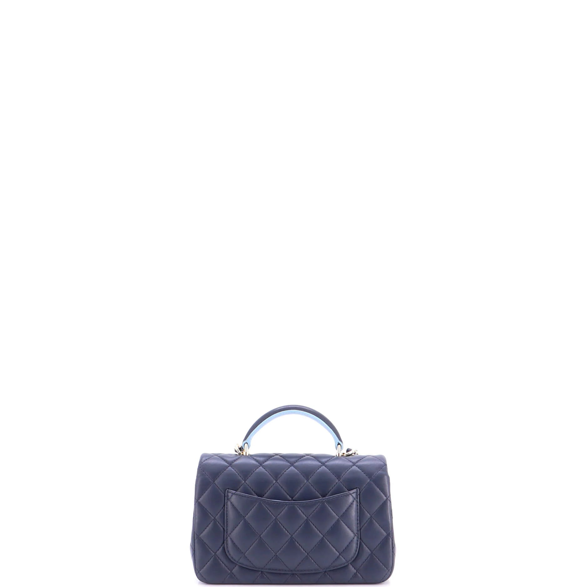 Classic Single Flap Top Handle Bag Quilted Lambskin Mini - Image 4