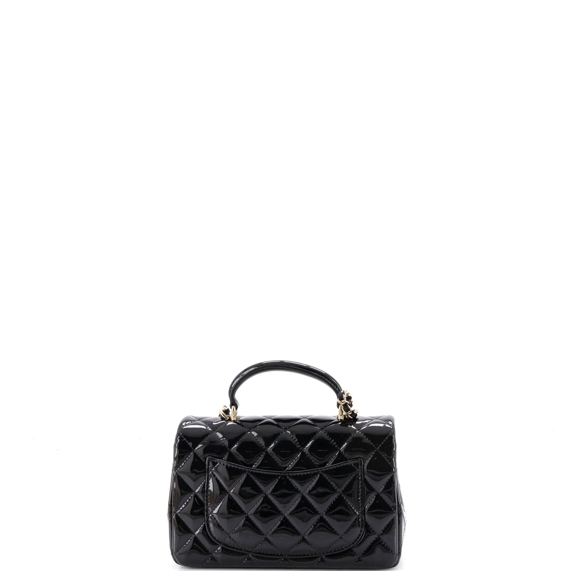 Classic Single Flap Top Handle Bag Quilted Patent Mini - Image 3