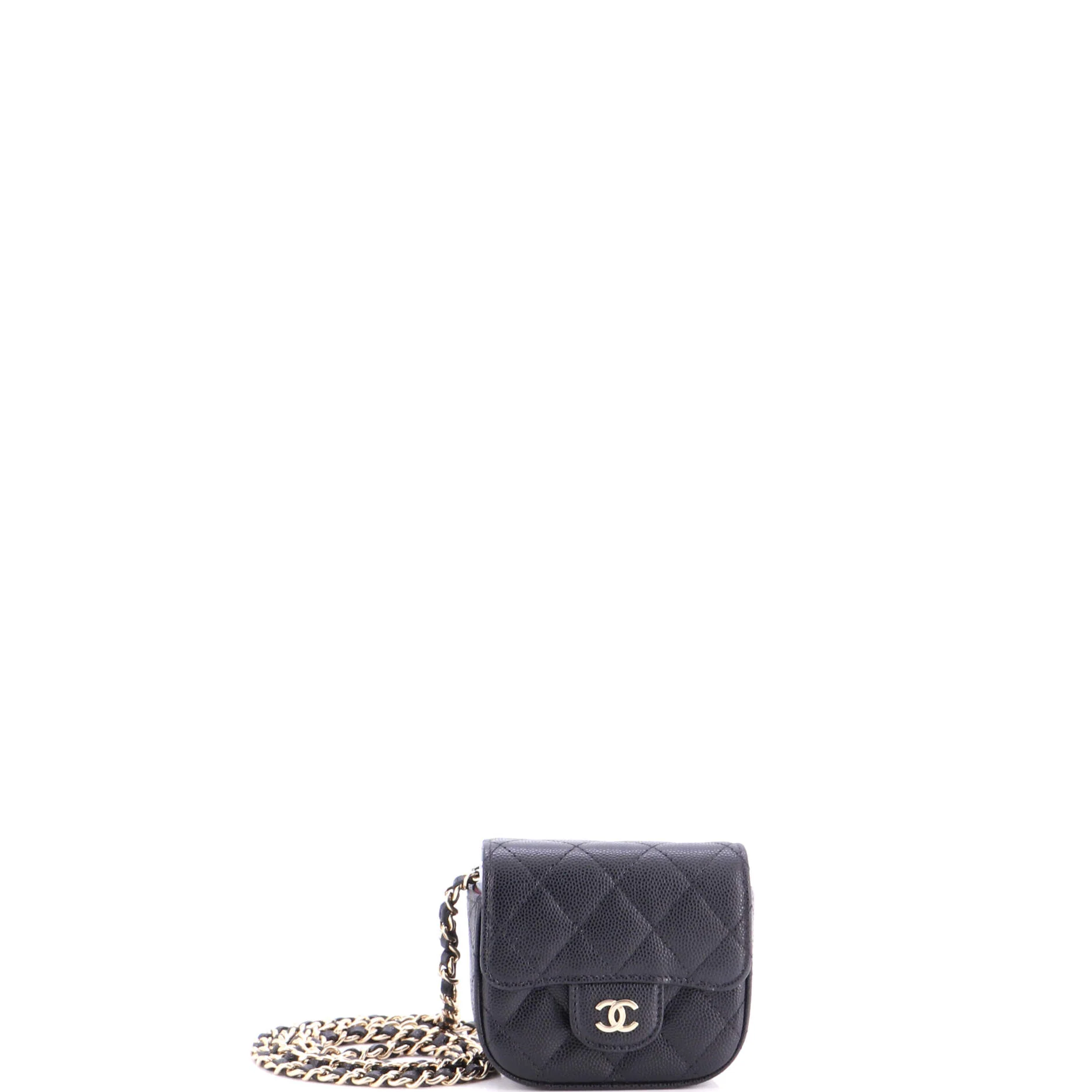 Classic Square Flap Clutch with Chain Quilted Caviar Mini