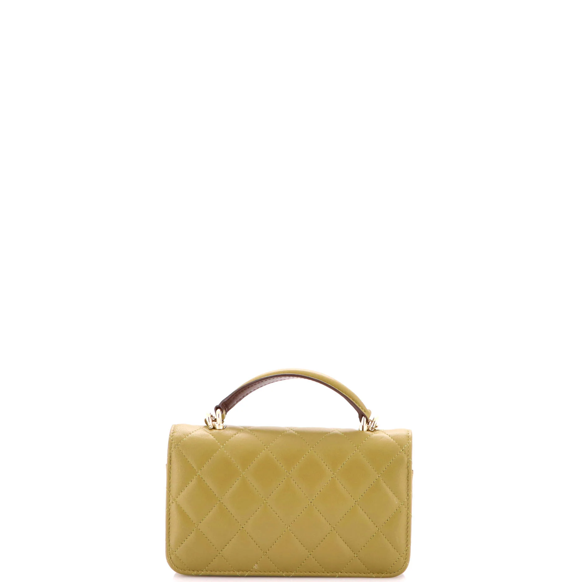 Classic Top Handle Flap Phone Holder with Chain Quilted Lambskin - Image 3