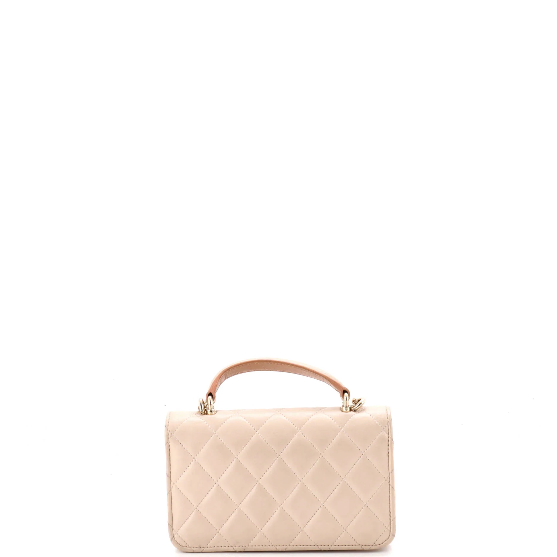 Classic Top Handle Flap Phone Holder with Chain Quilted Lambskin - Image 3