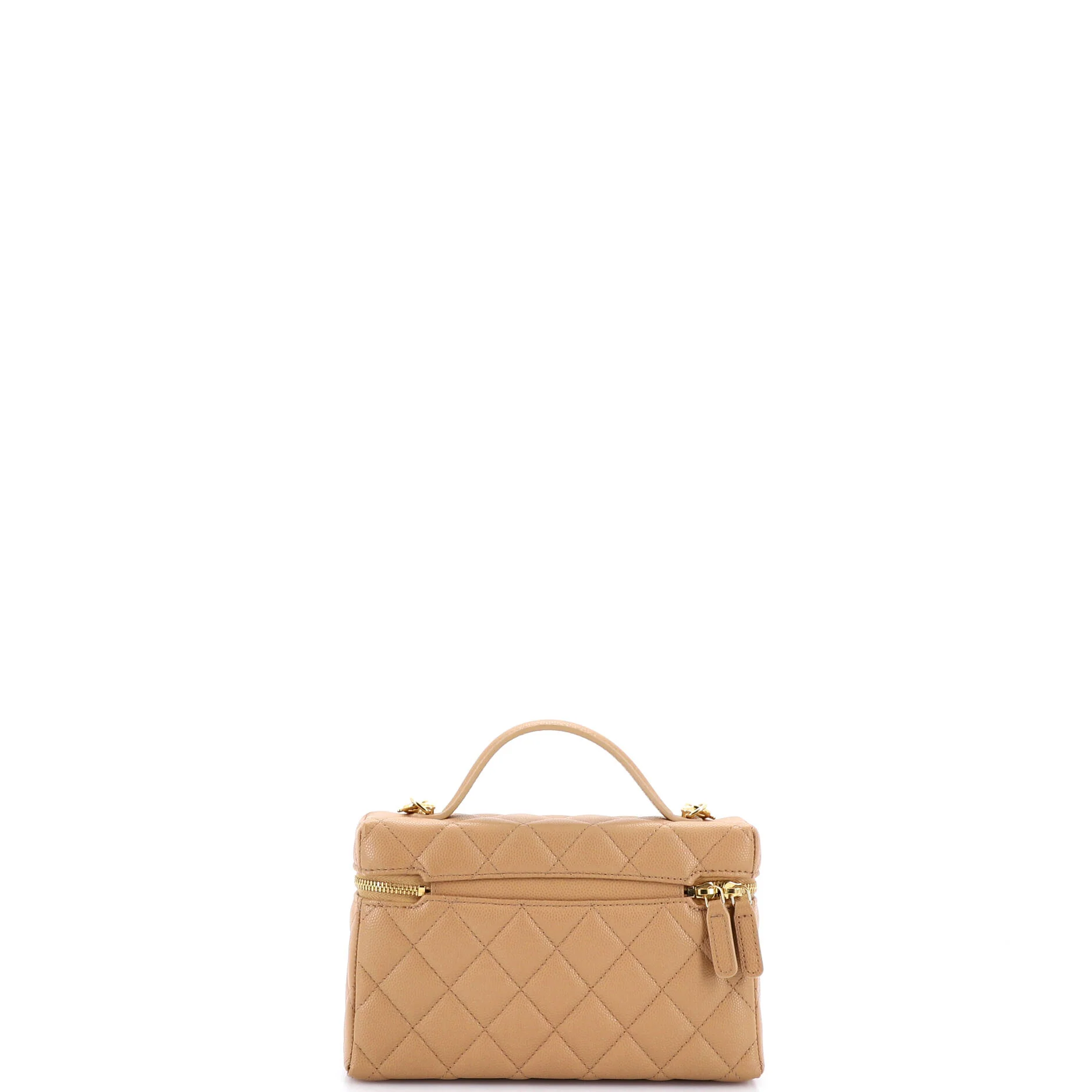Classic Top Handle Slim Vanity Case with Chain Quilted Caviar Small - Image 3