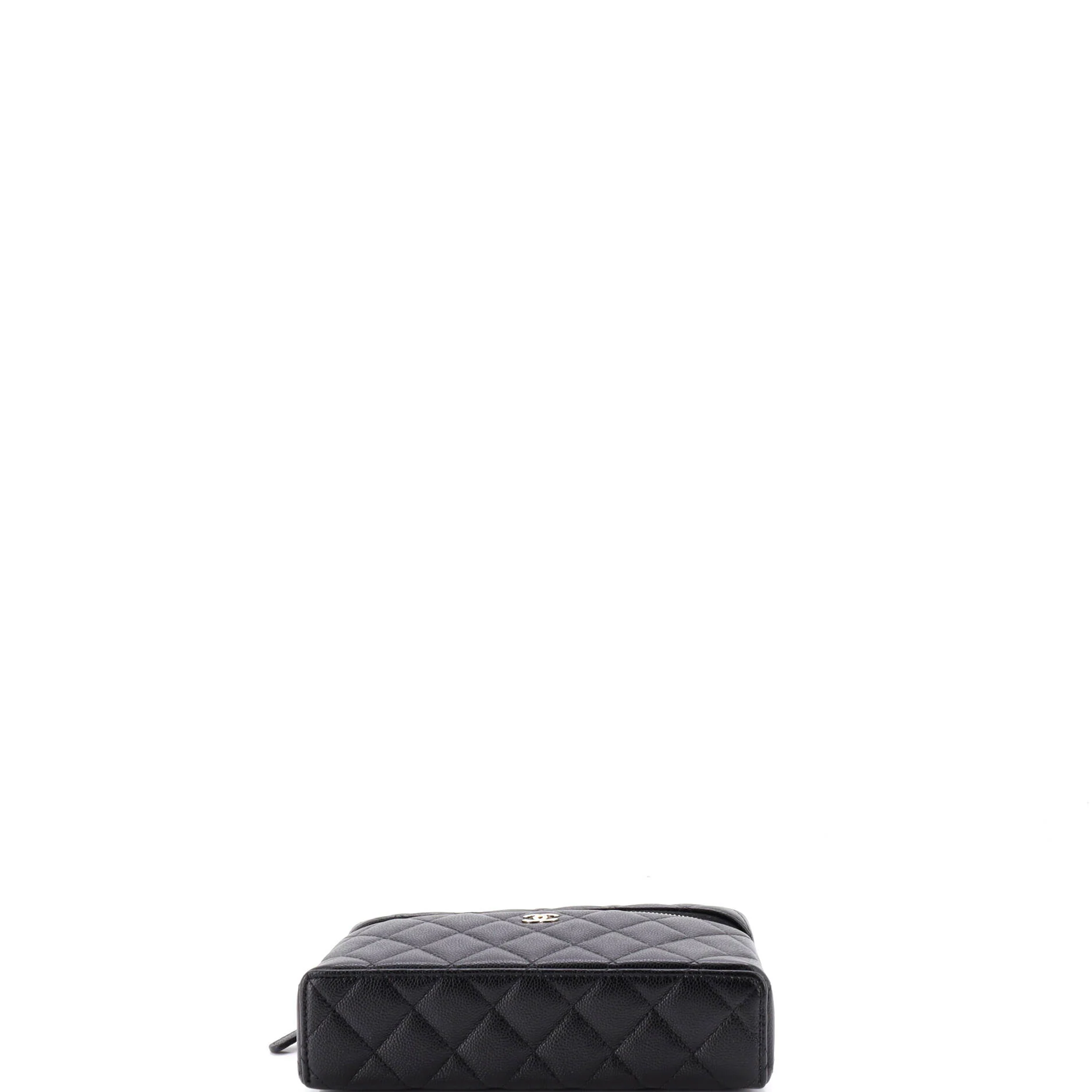 Classic Top Handle Slim Vanity Case with Chain Quilted Caviar Small - Image 4