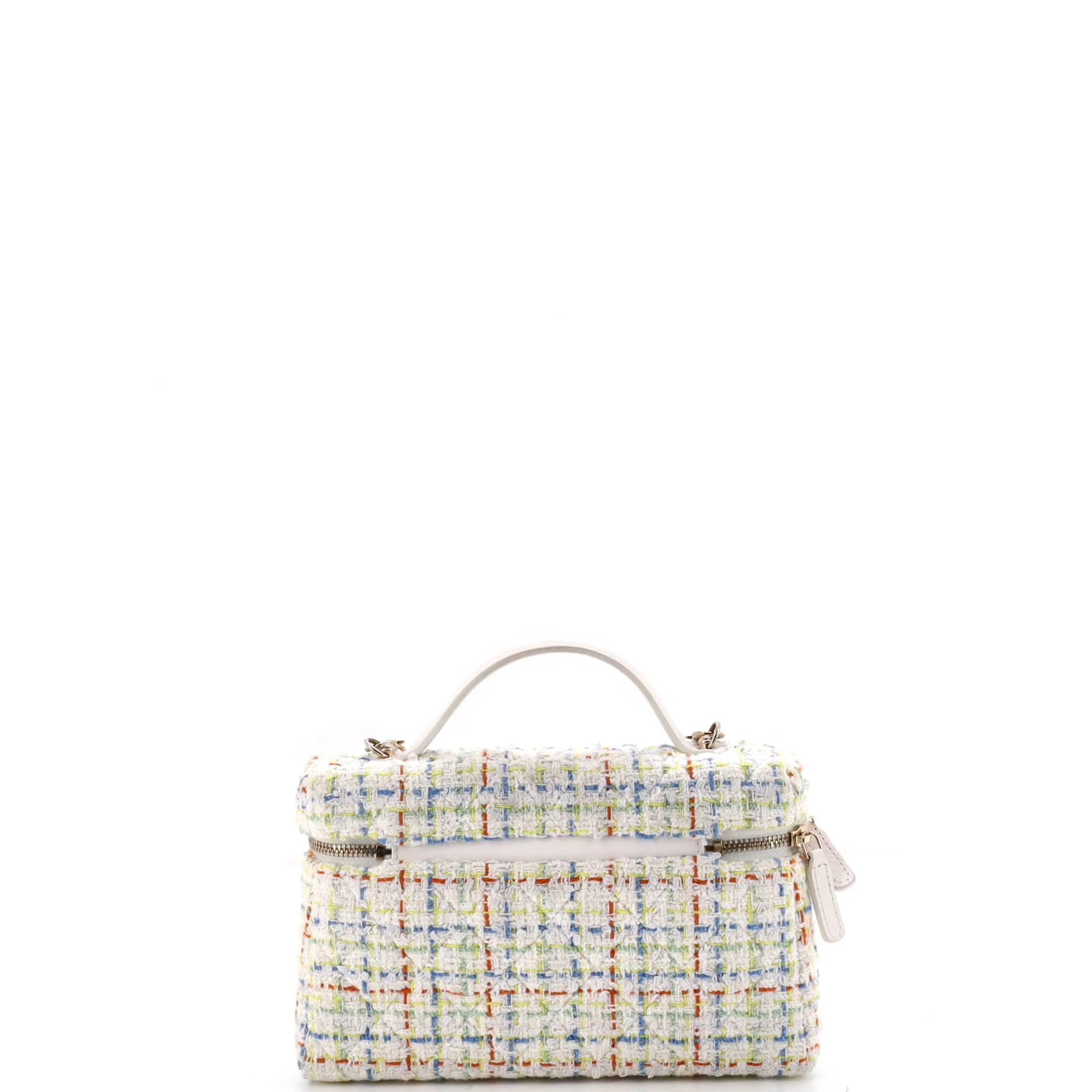 Classic Top Handle Slim Vanity Case with Chain Quilted Tweed Small - Image 3