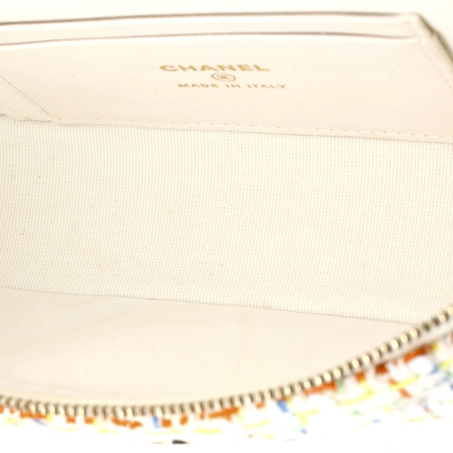 Classic Top Handle Slim Vanity Case with Chain Quilted Tweed Small - Image 5