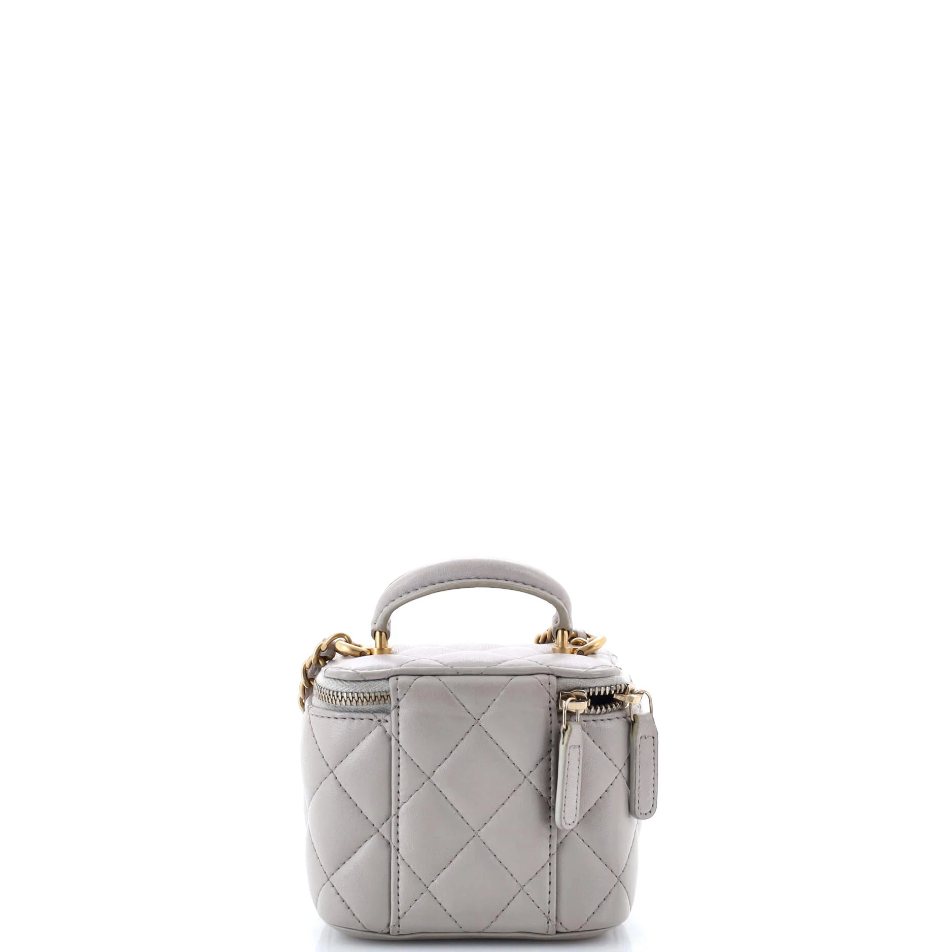 Classic Top Handle Vanity Case with Chain Quilted Lambskin Mini - Image 3