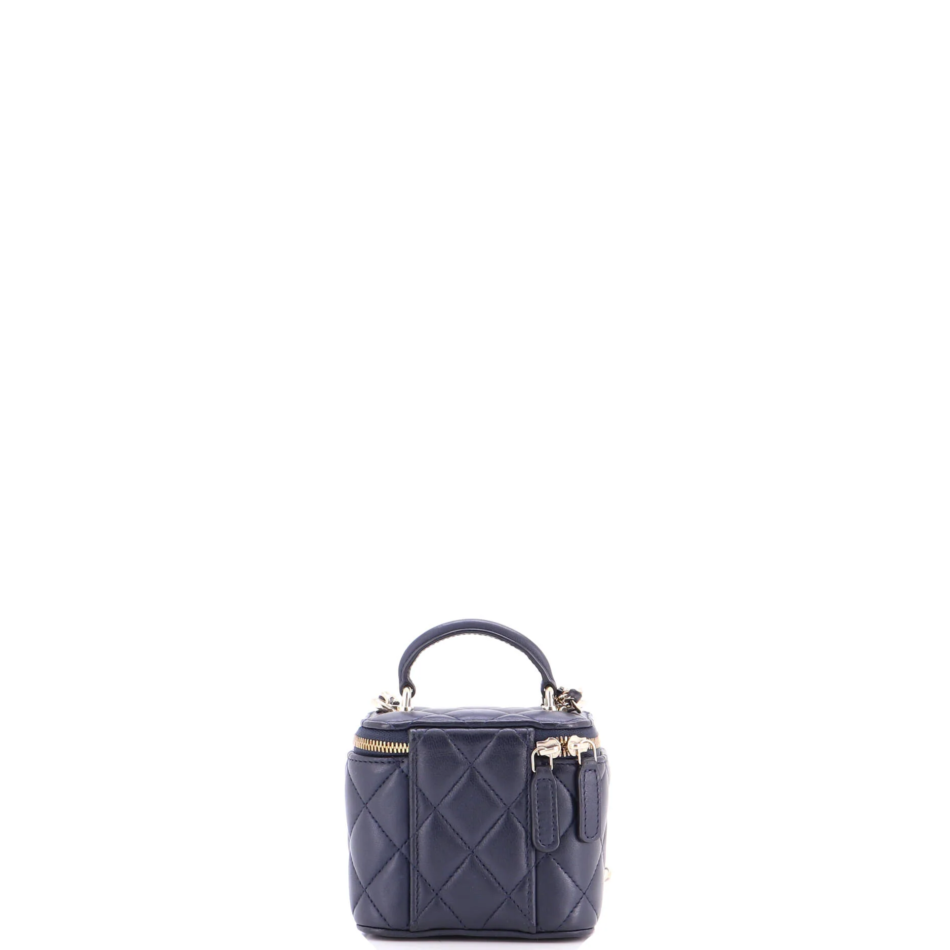 Classic Top Handle Vanity Case with Chain Quilted Lambskin Mini - Image 3