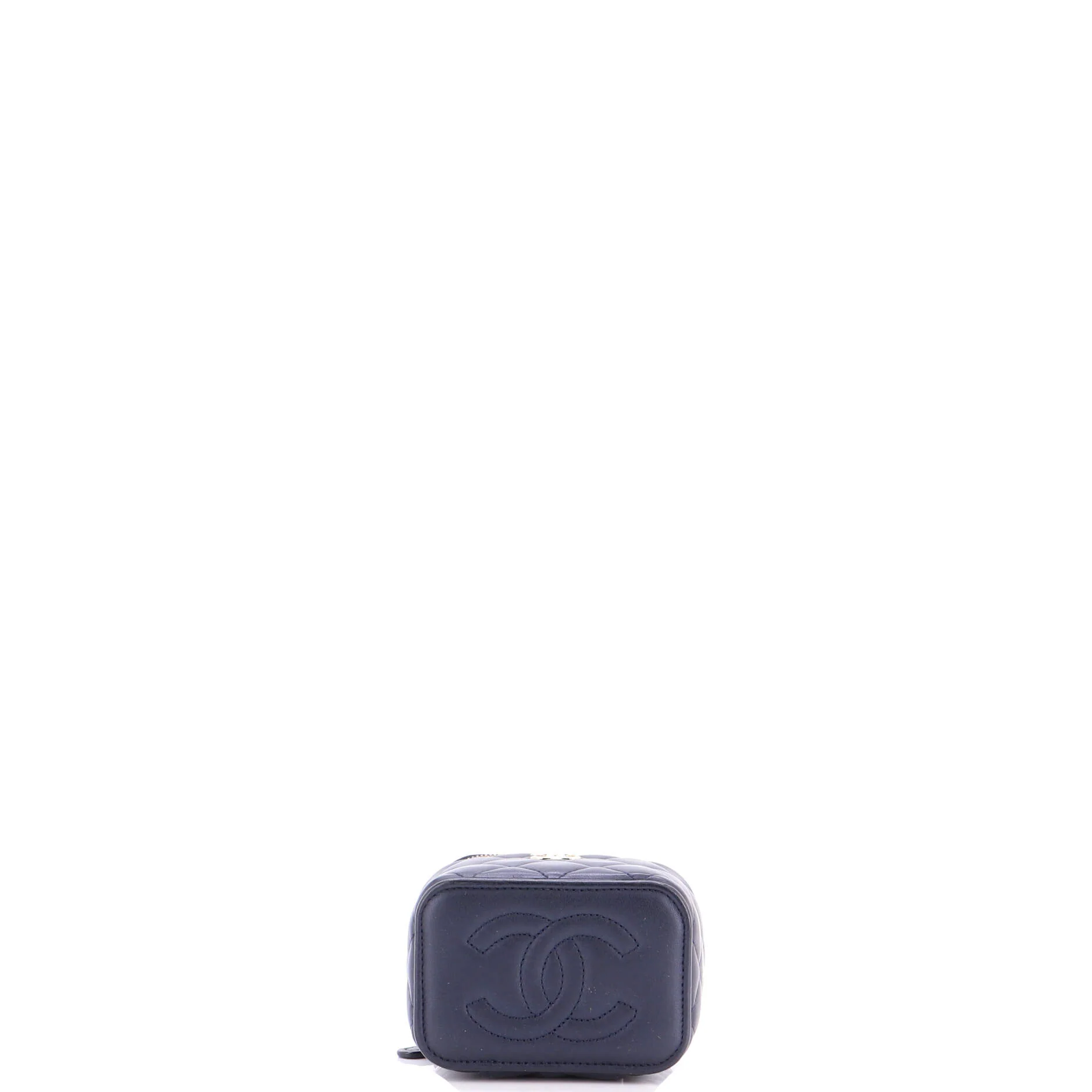 Classic Top Handle Vanity Case with Chain Quilted Lambskin Mini - Image 4