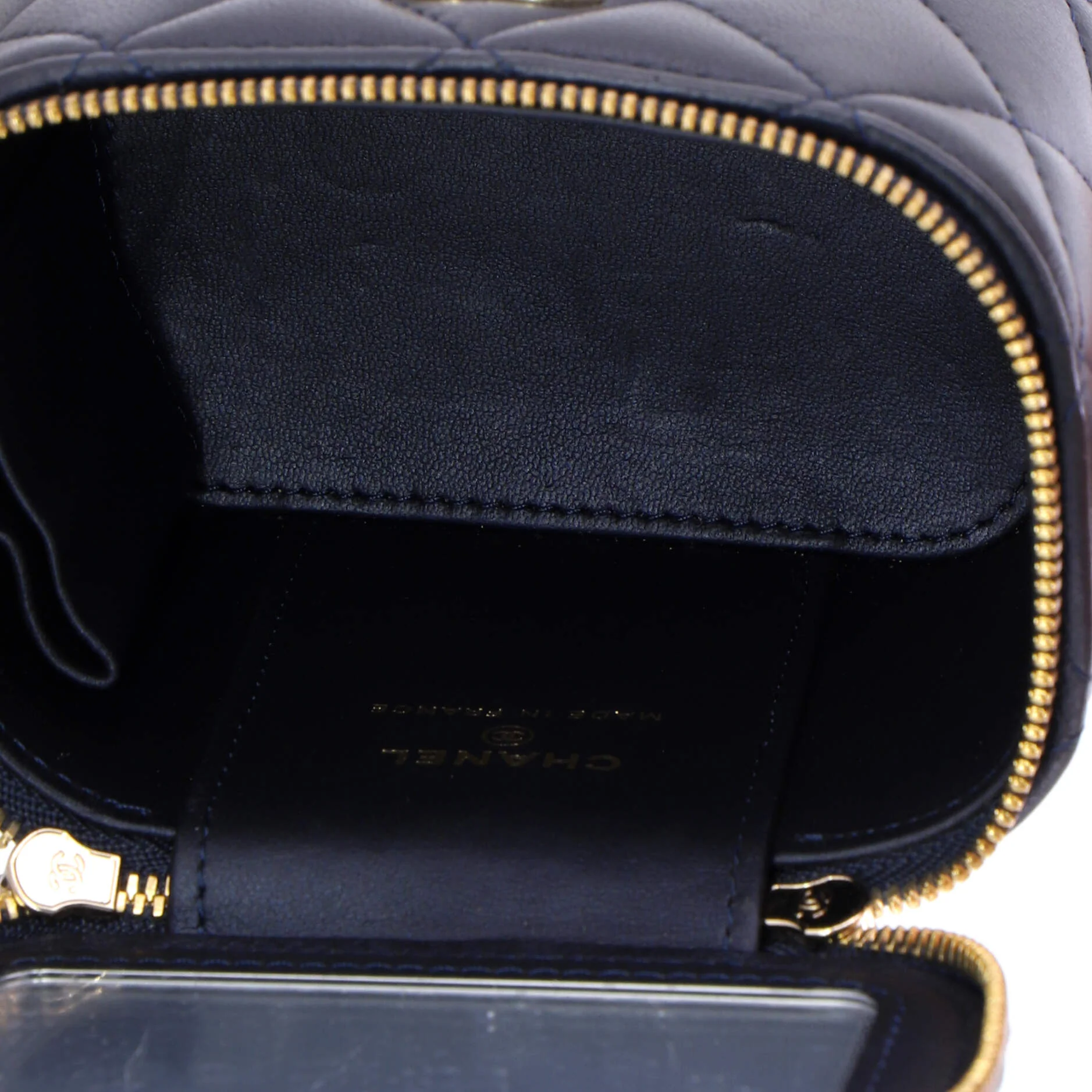 Classic Top Handle Vanity Case with Chain Quilted Lambskin Mini - Image 5