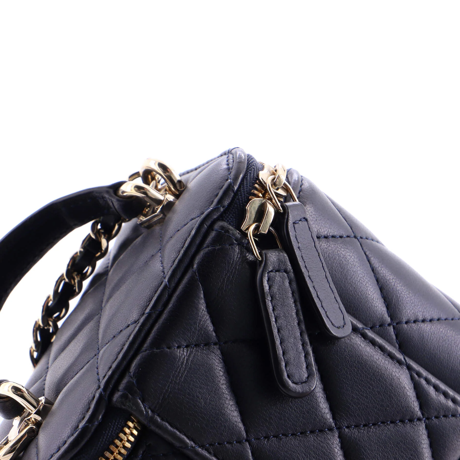 Classic Top Handle Vanity Case with Chain Quilted Lambskin Mini - Image 7