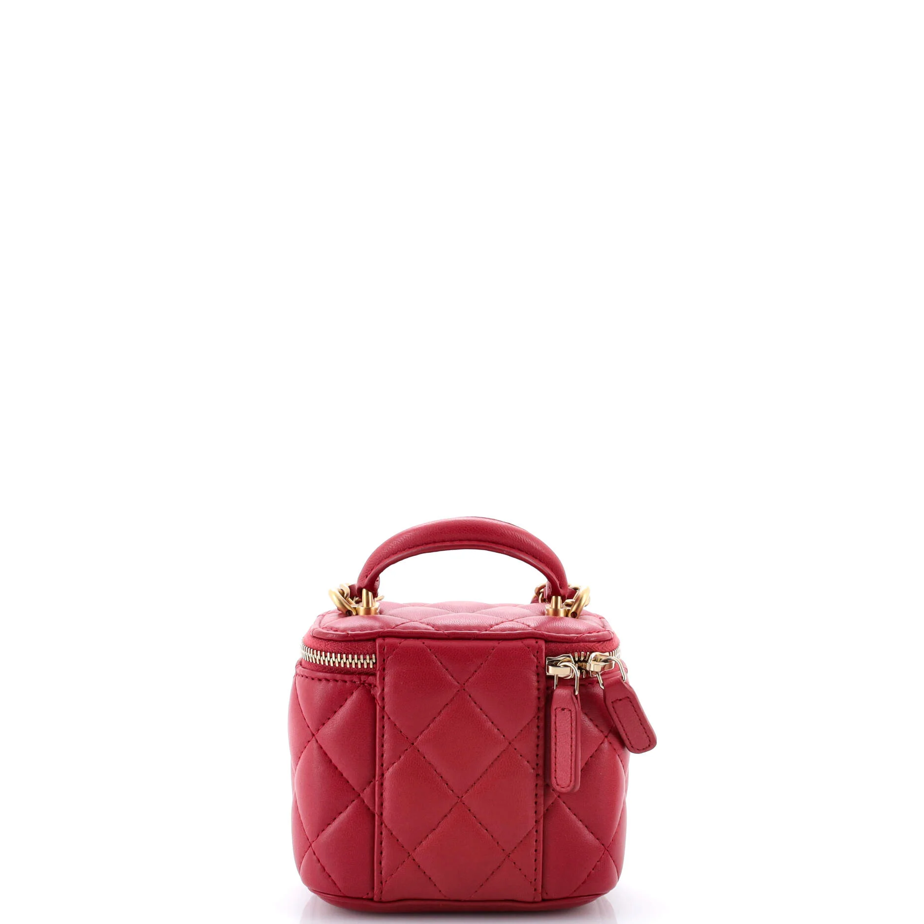 Classic Top Handle Vanity Case with Chain Quilted Lambskin Mini - Image 4