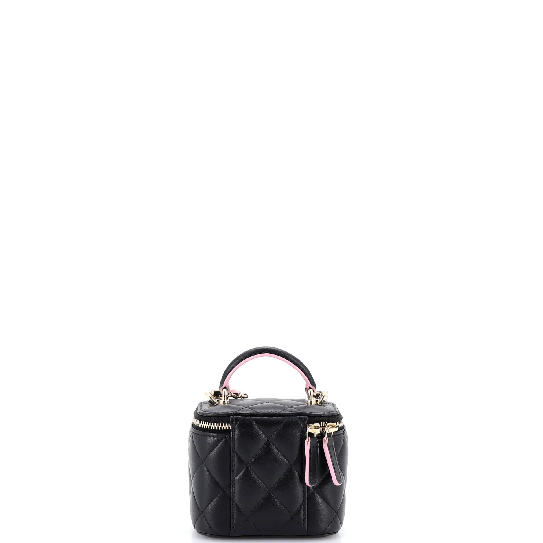 Classic Top Handle Vanity Case with Chain Quilted Lambskin Mini - Image 3