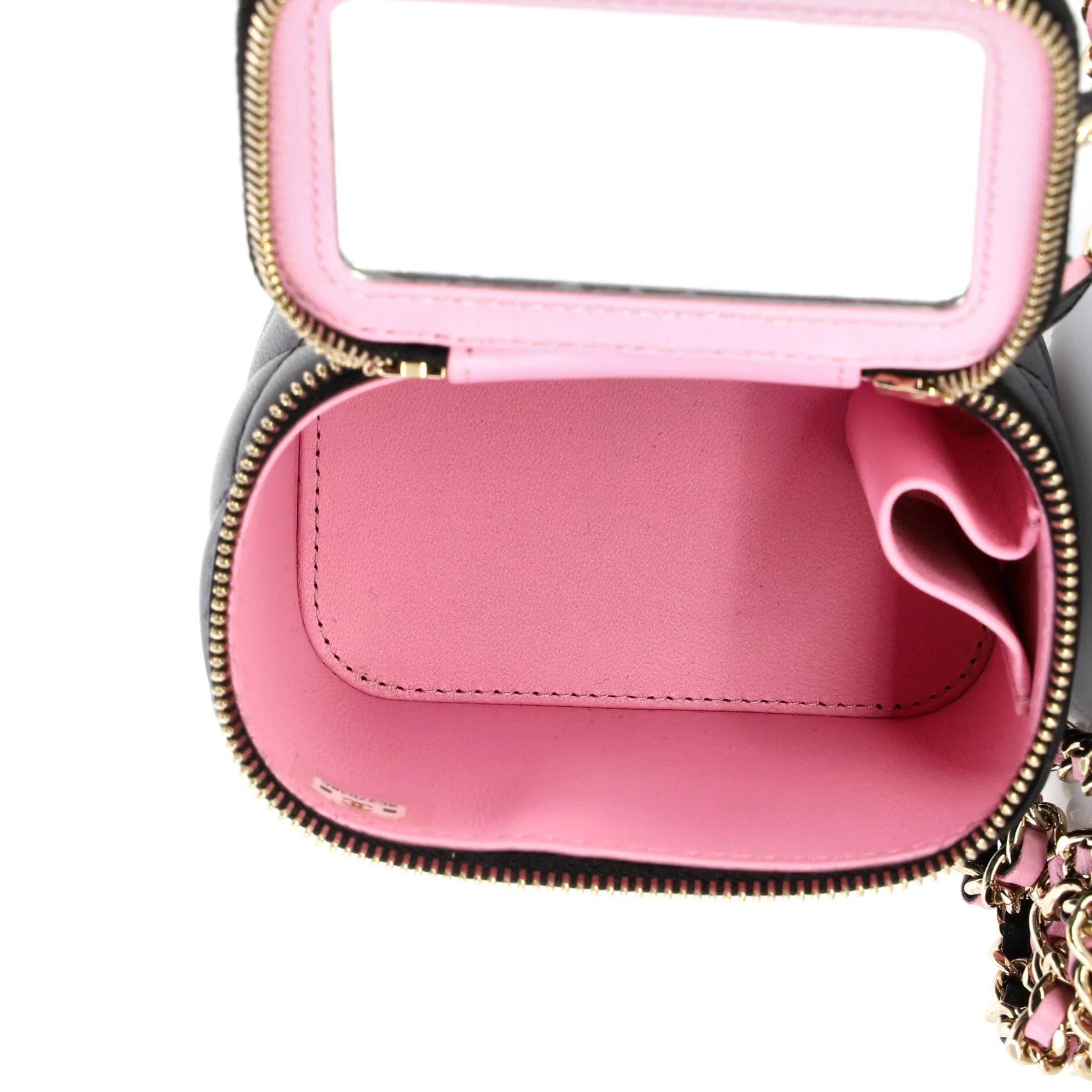 Classic Top Handle Vanity Case with Chain Quilted Lambskin Mini - Image 5