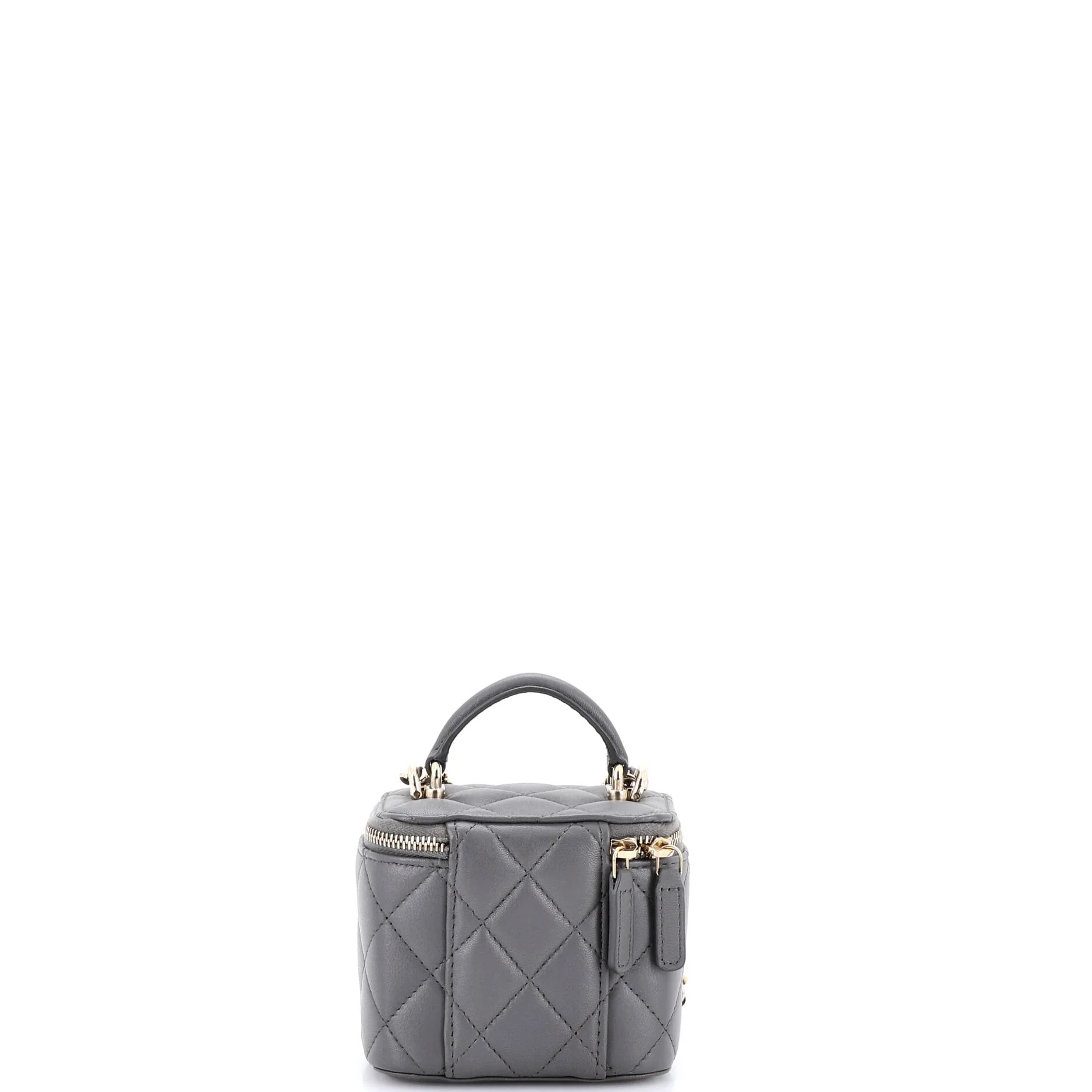 Classic Top Handle Vanity Case with Chain Quilted Lambskin Mini - Image 3