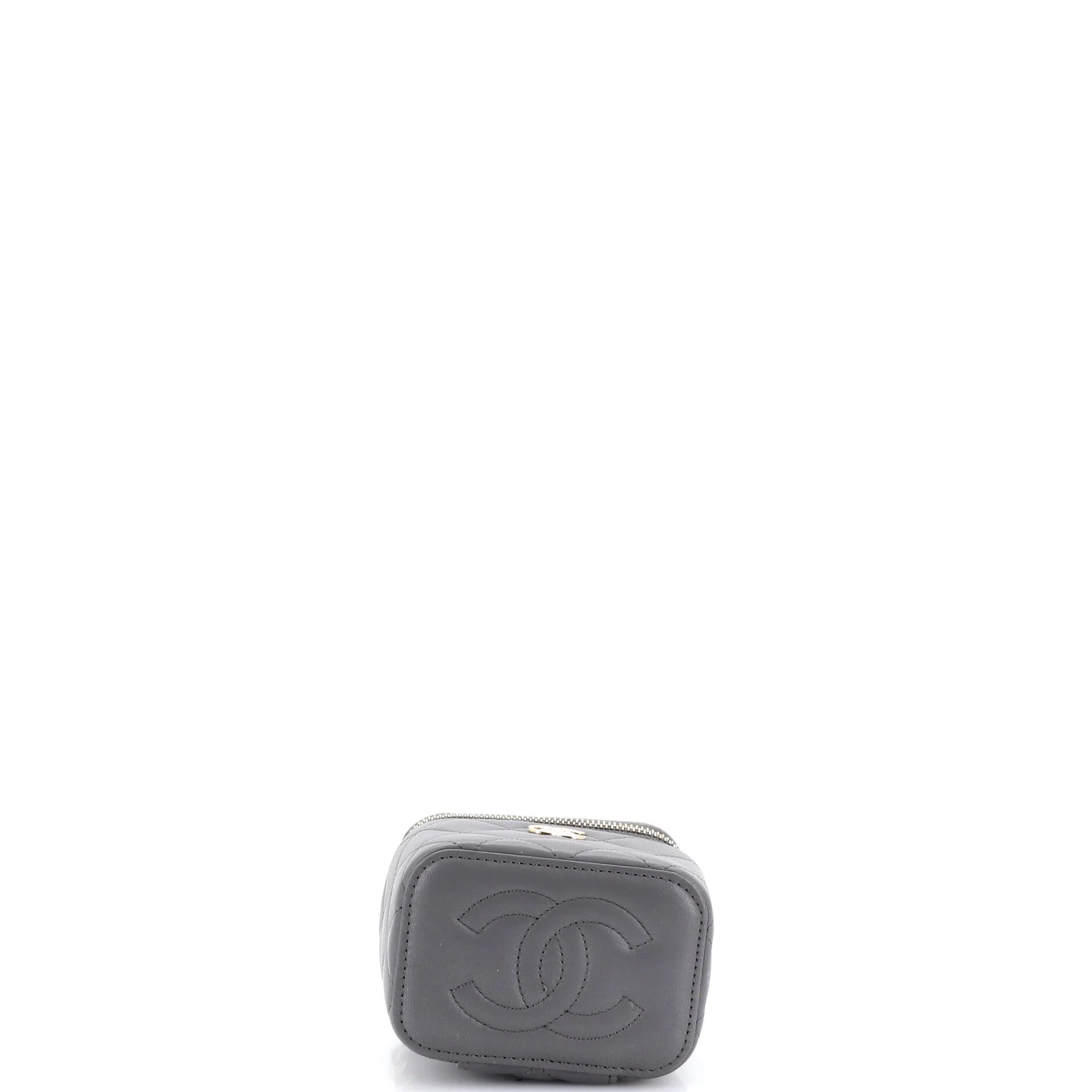 Classic Top Handle Vanity Case with Chain Quilted Lambskin Mini - Image 4