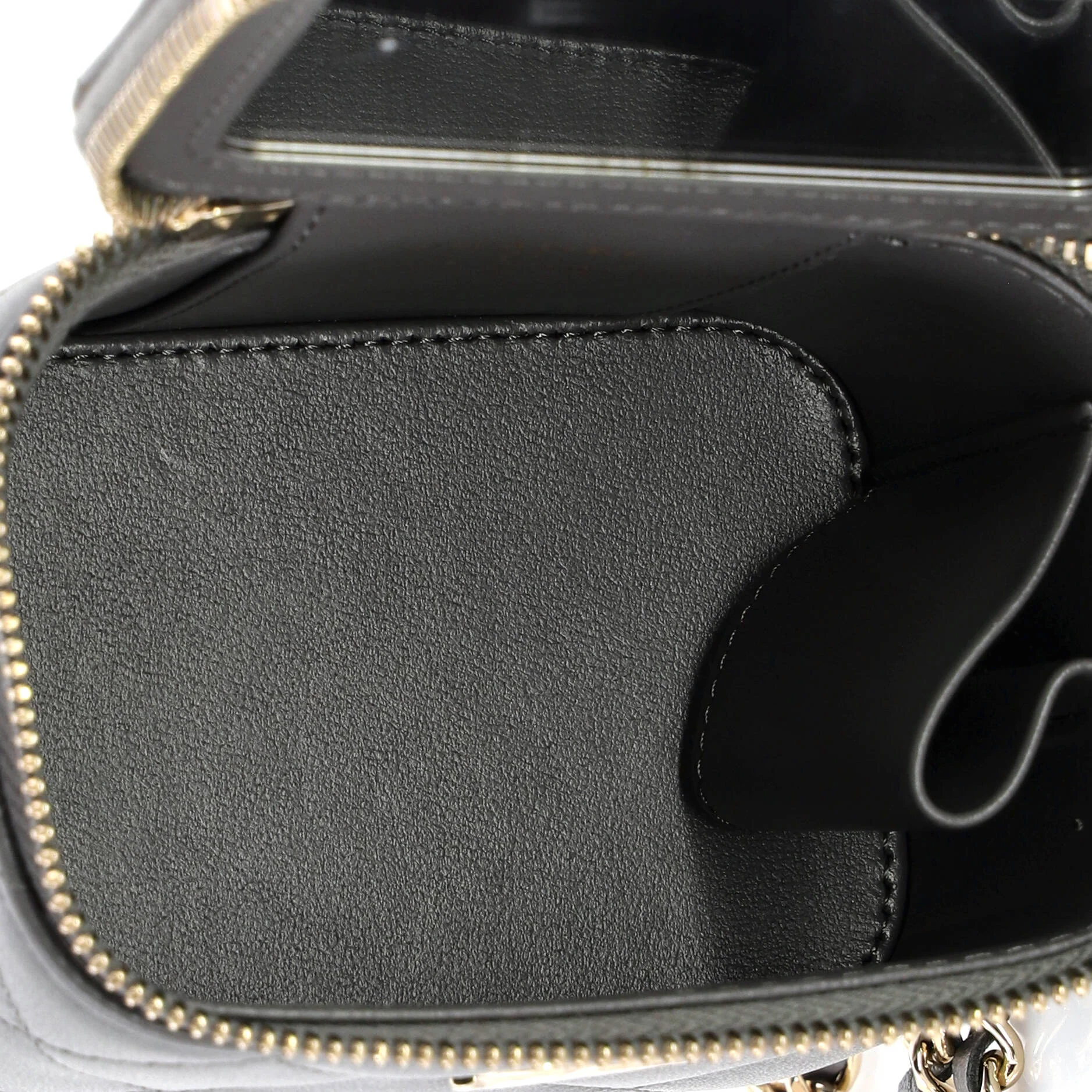 Classic Top Handle Vanity Case with Chain Quilted Lambskin Mini - Image 5