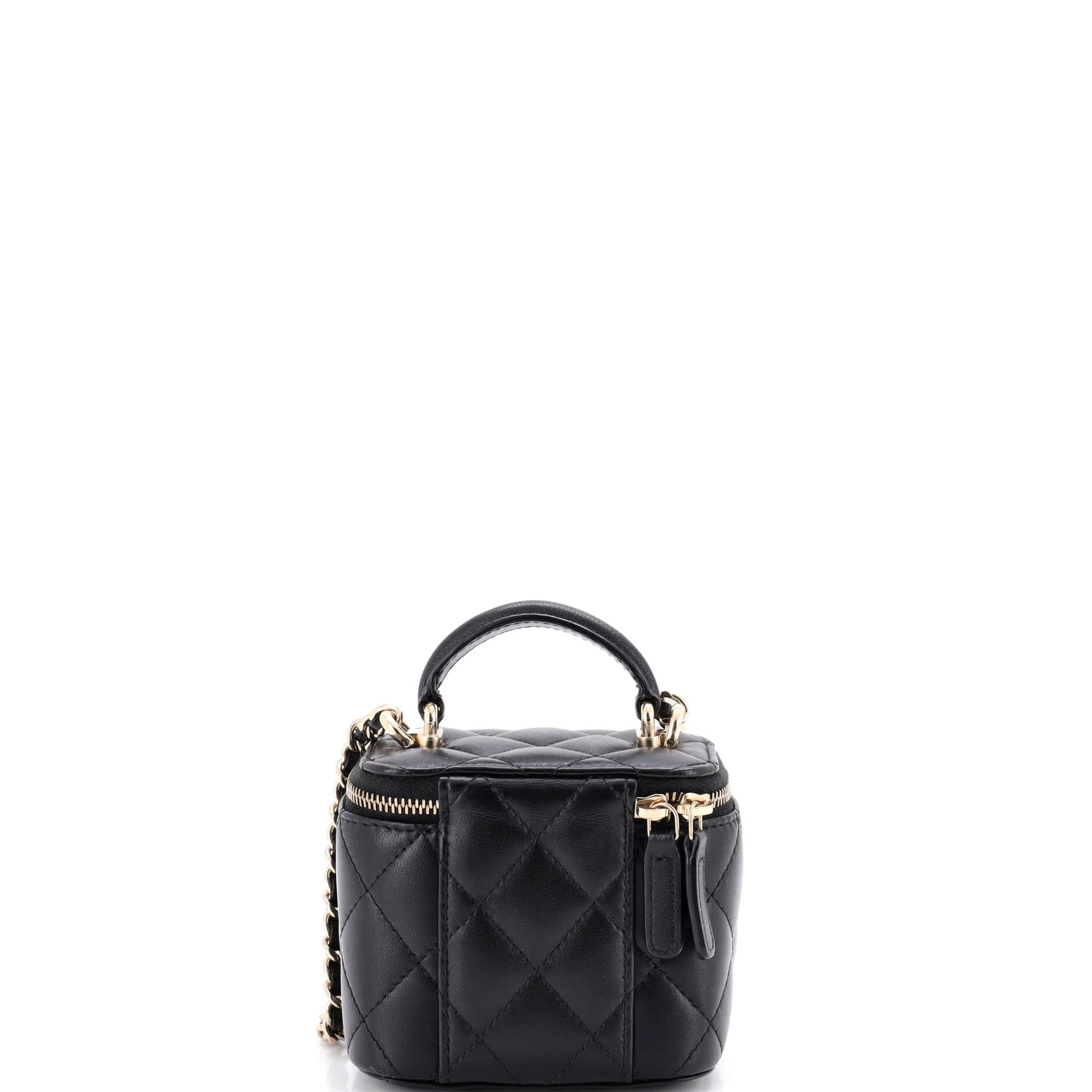 Classic Top Handle Vanity Case with Chain Quilted Lambskin Mini - Image 4