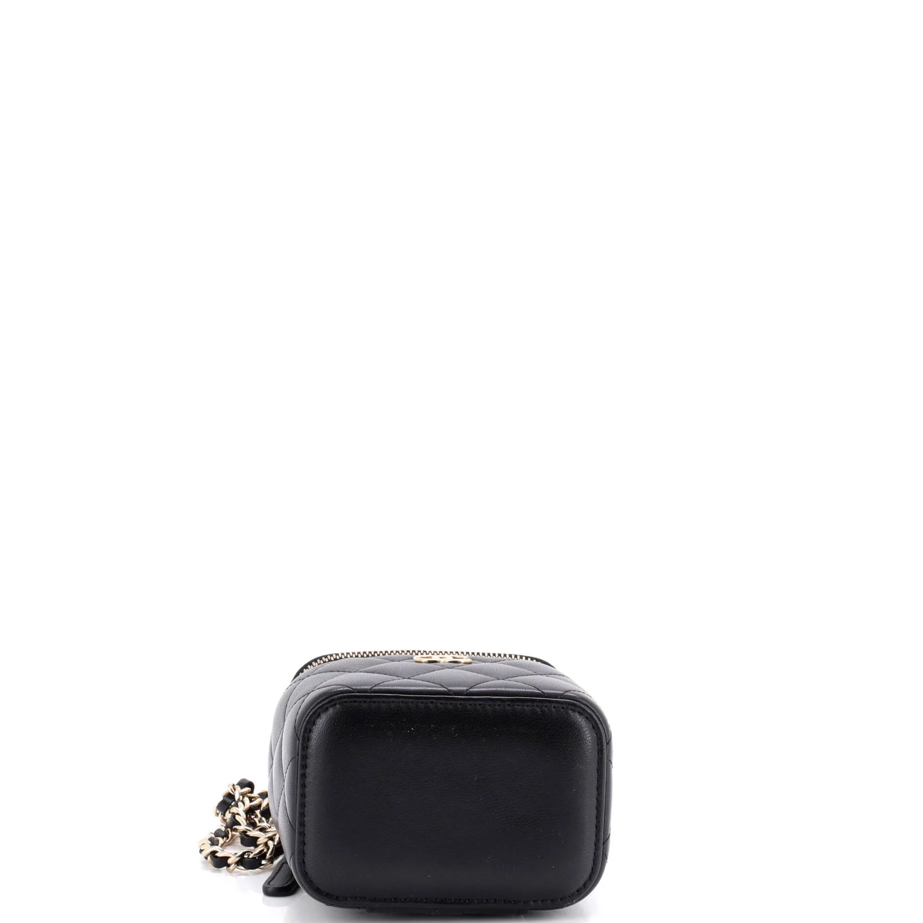 Classic Top Handle Vanity Case with Chain Quilted Lambskin Mini - Image 5