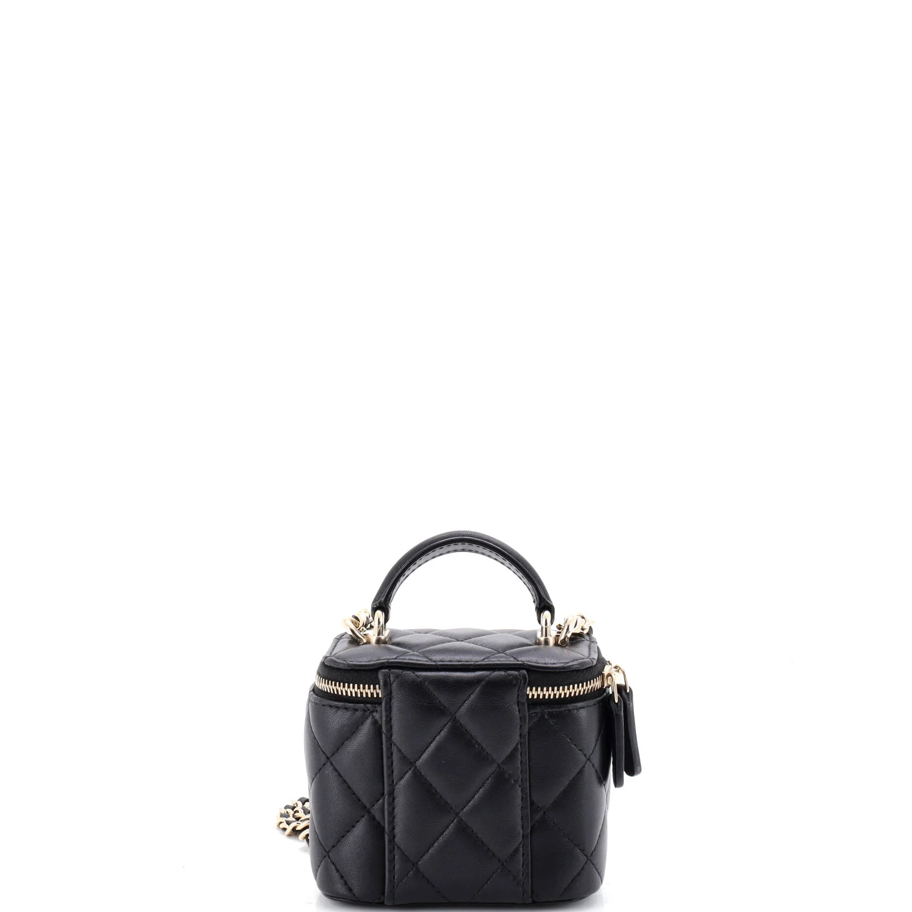 Classic Top Handle Vanity Case with Chain Quilted Lambskin Mini - Image 3
