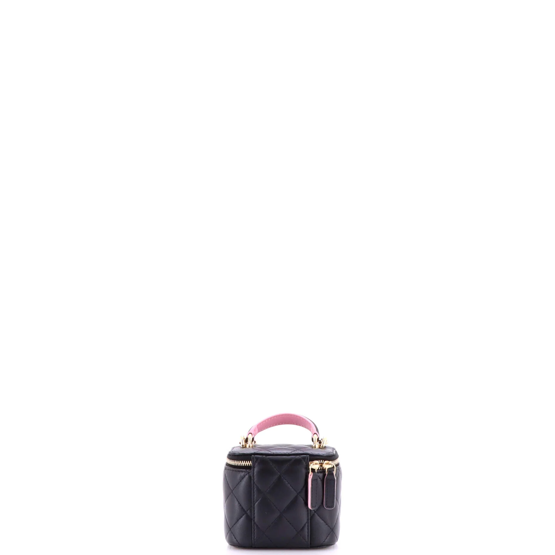 Classic Top Handle Vanity Case with Chain Quilted Lambskin Mini - Image 3