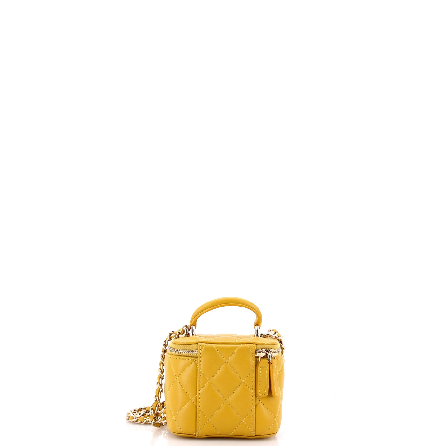 Classic Top Handle Vanity Case with Chain Quilted Lambskin Mini - Image 3