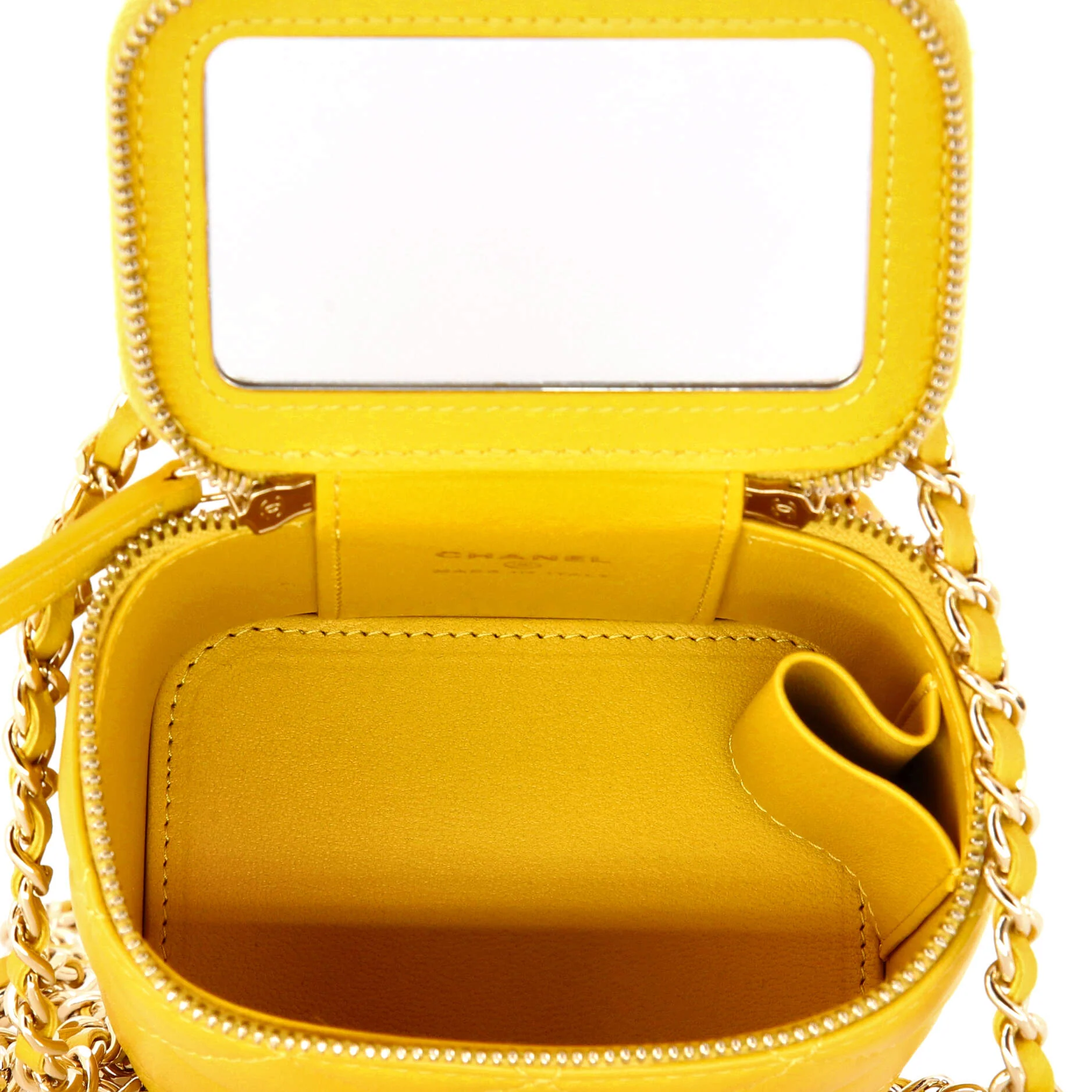 Classic Top Handle Vanity Case with Chain Quilted Lambskin Mini - Image 5