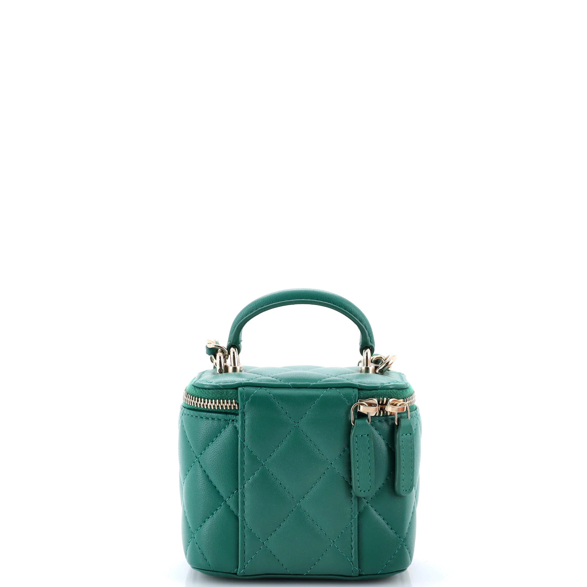 Classic Top Handle Vanity Case with Chain Quilted Lambskin Mini - Image 3