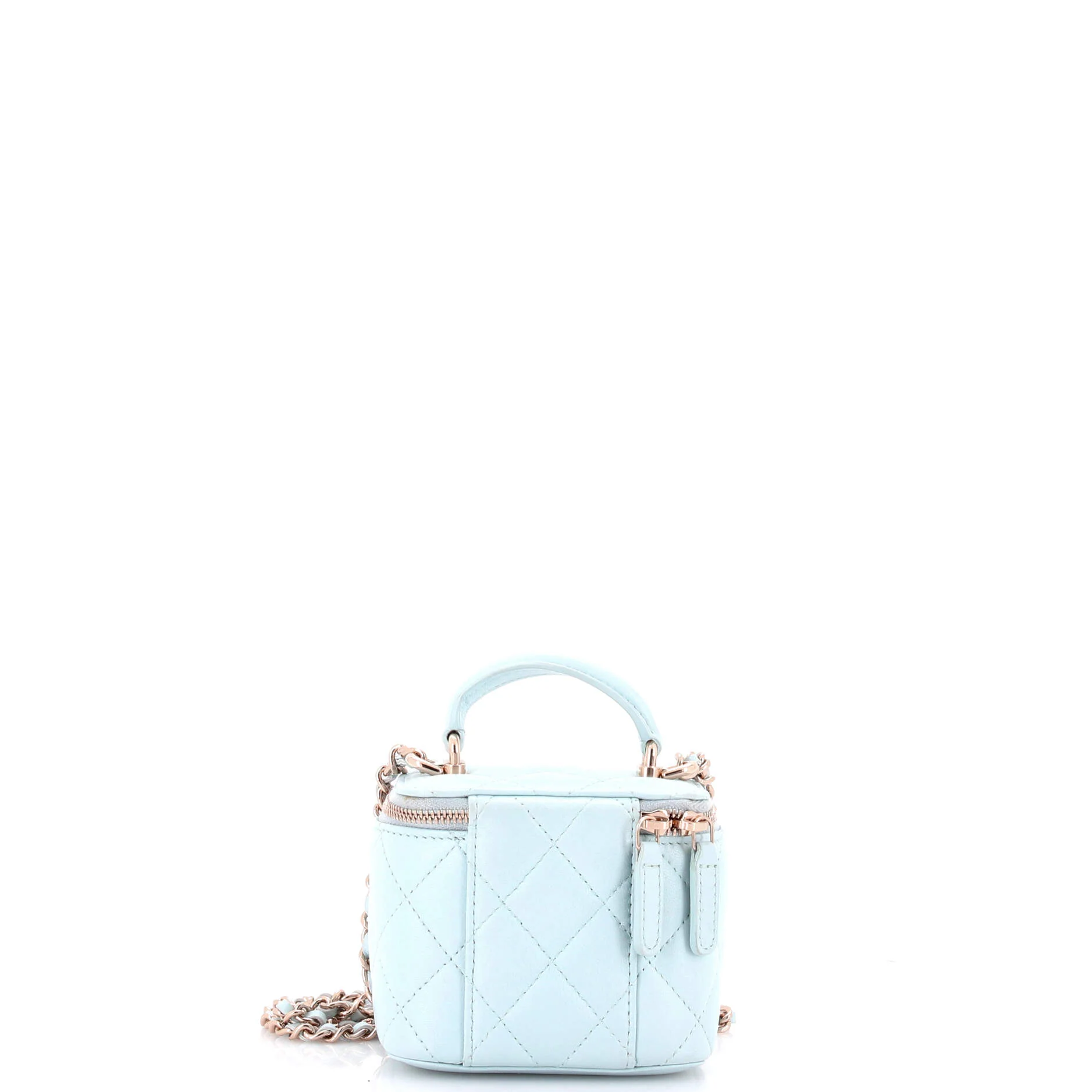 Classic Top Handle Vanity Case with Chain Quilted Lambskin Mini - Image 4