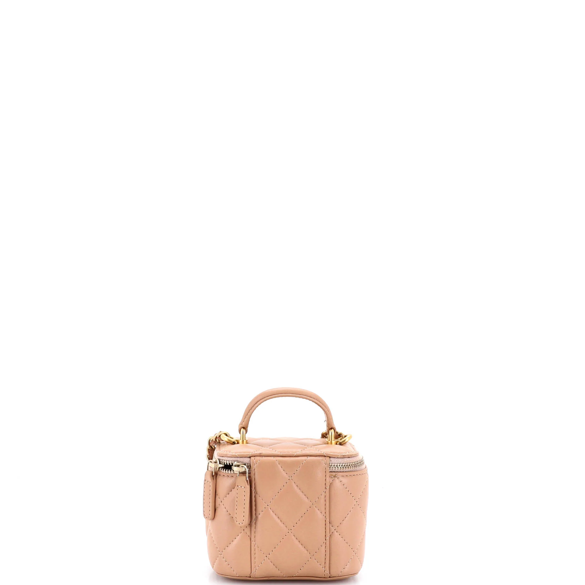 Classic Top Handle Vanity Case with Chain Quilted Lambskin Mini - Image 4