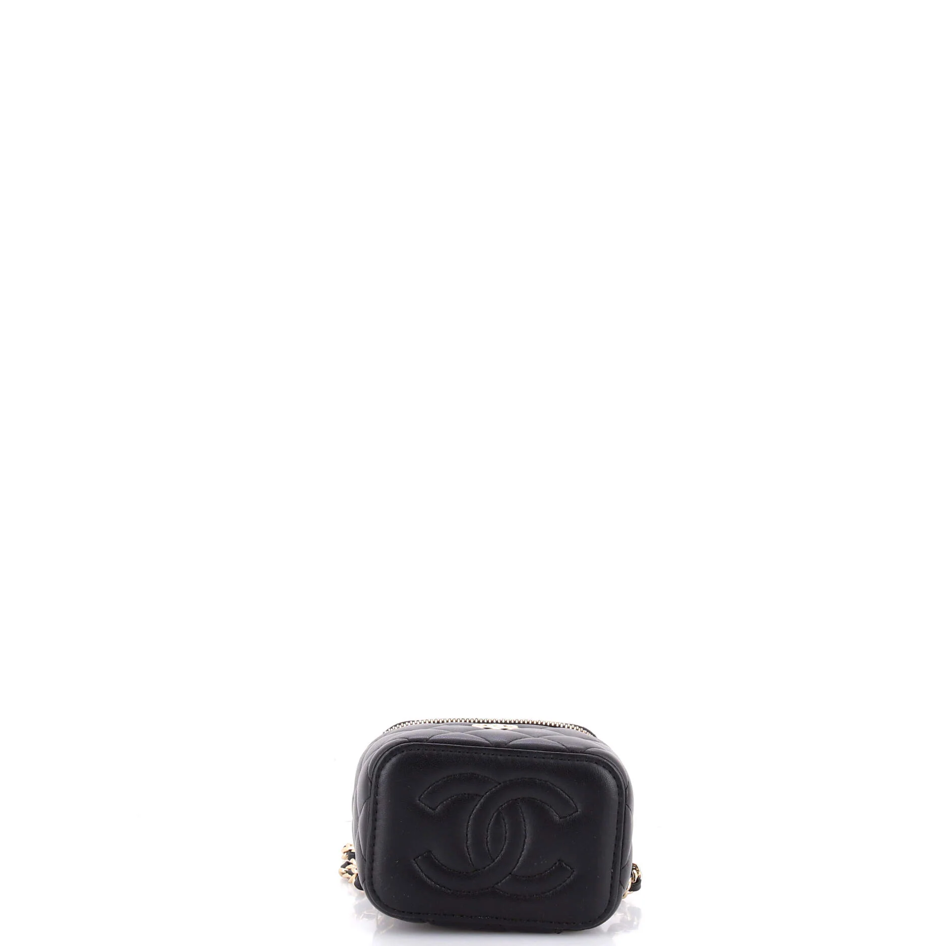 Classic Top Handle Vanity Case with Chain Quilted Lambskin Mini - Image 4