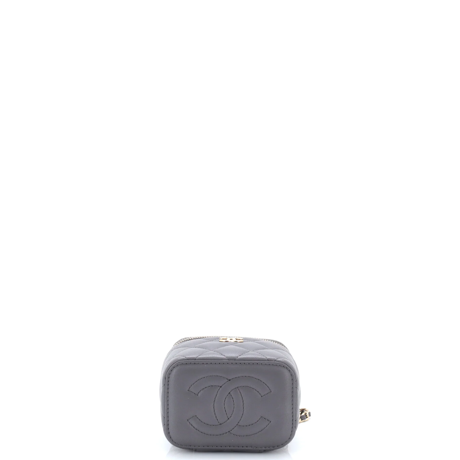 Classic Top Handle Vanity Case with Chain Quilted Lambskin Mini - Image 4