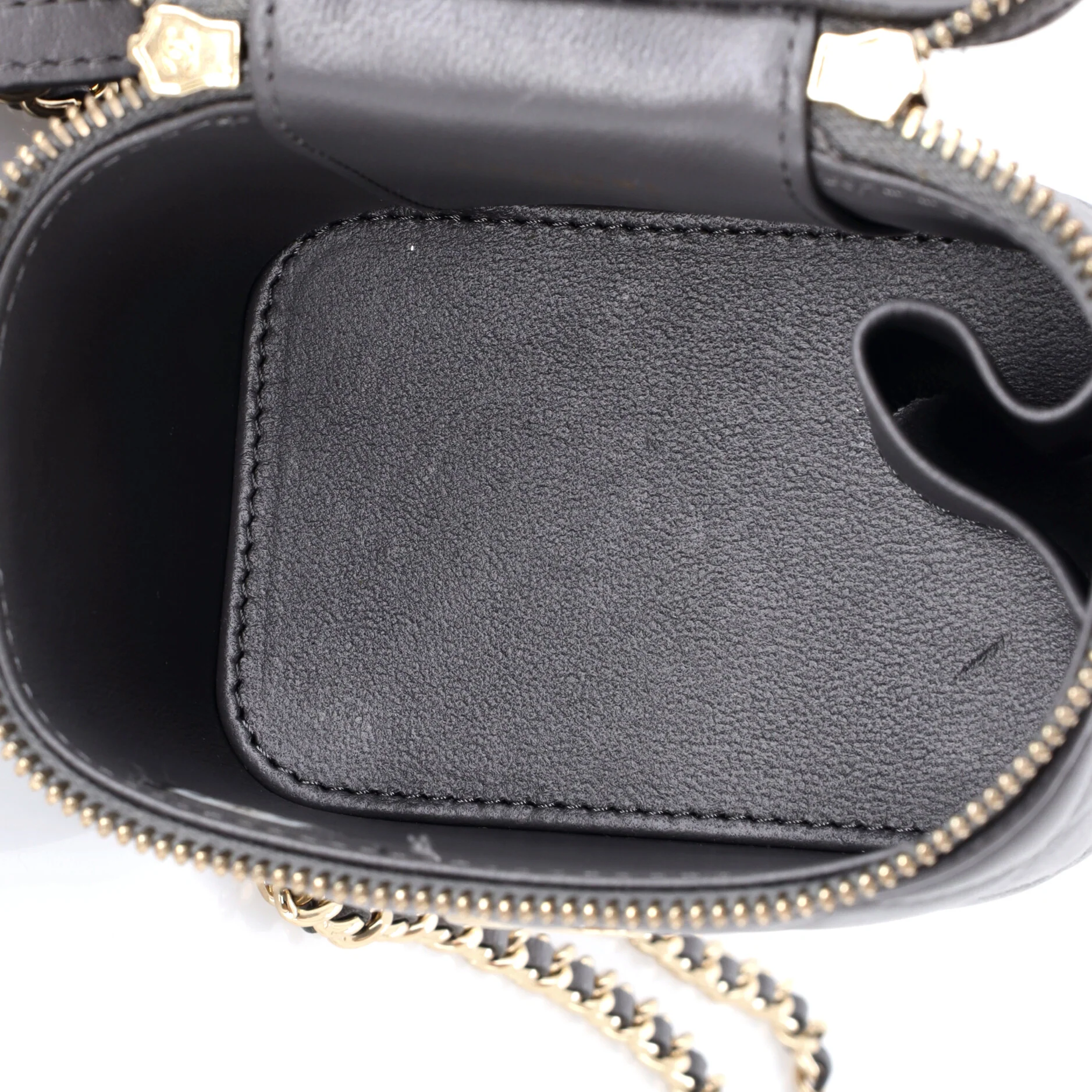 Classic Top Handle Vanity Case with Chain Quilted Lambskin Mini - Image 5
