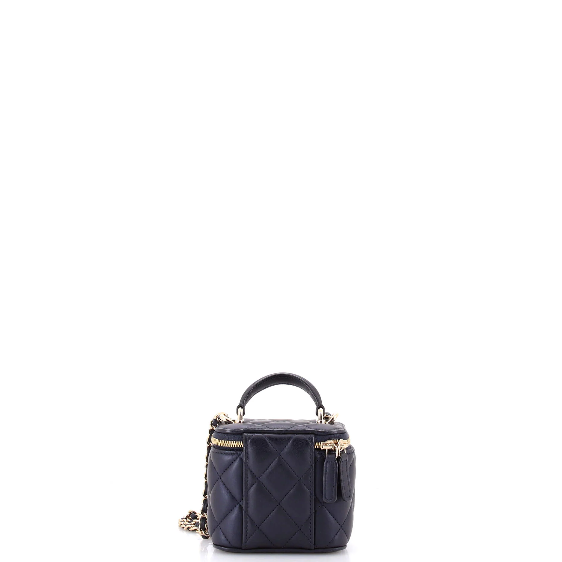 Classic Top Handle Vanity Case with Chain Quilted Lambskin Mini - Image 3