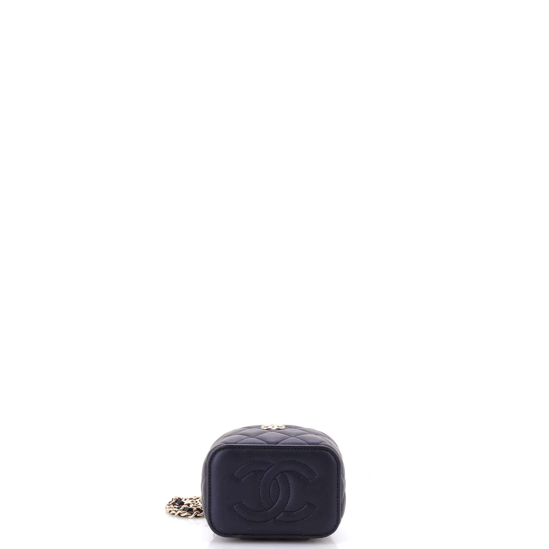 Classic Top Handle Vanity Case with Chain Quilted Lambskin Mini - Image 4