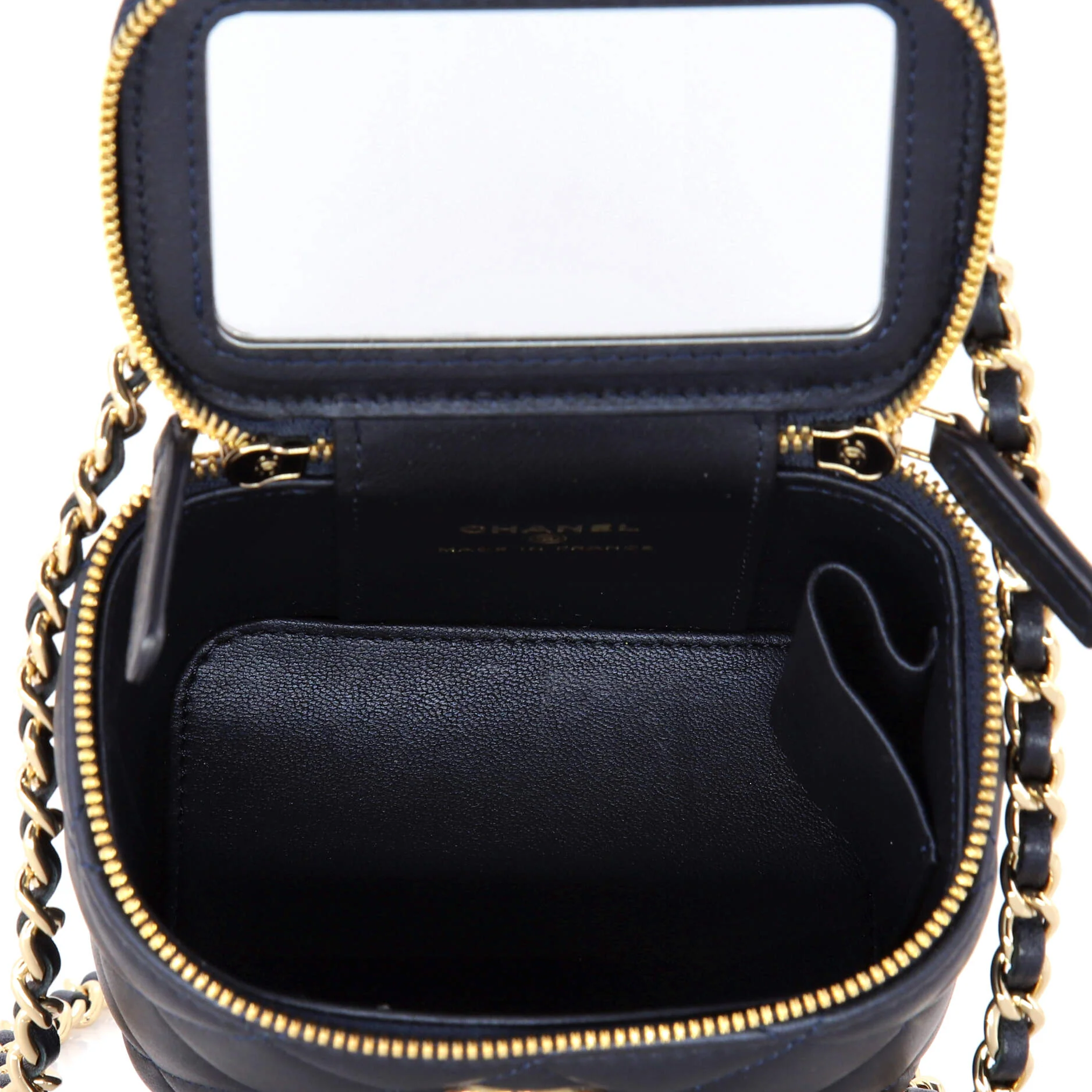 Classic Top Handle Vanity Case with Chain Quilted Lambskin Mini - Image 5