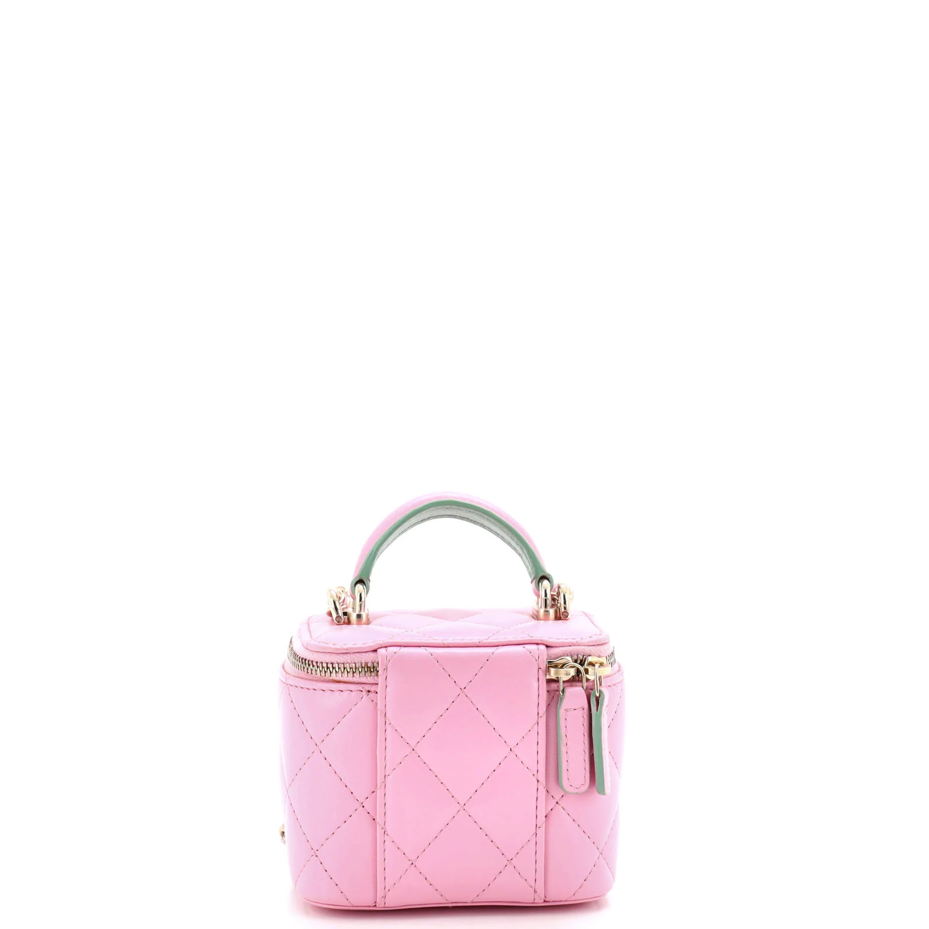 Classic Top Handle Vanity Case with Chain Quilted Lambskin Mini - Image 3