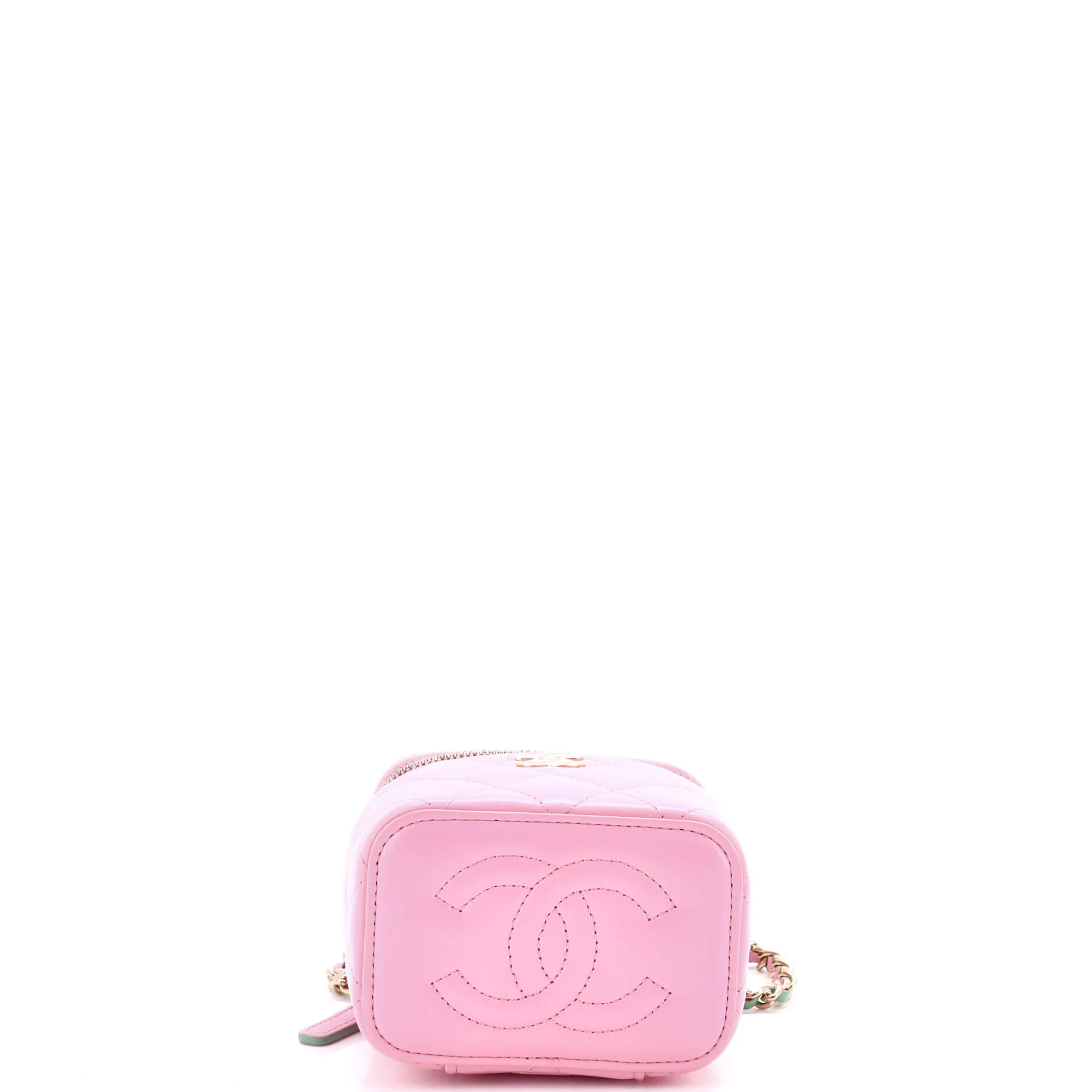 Classic Top Handle Vanity Case with Chain Quilted Lambskin Mini - Image 4