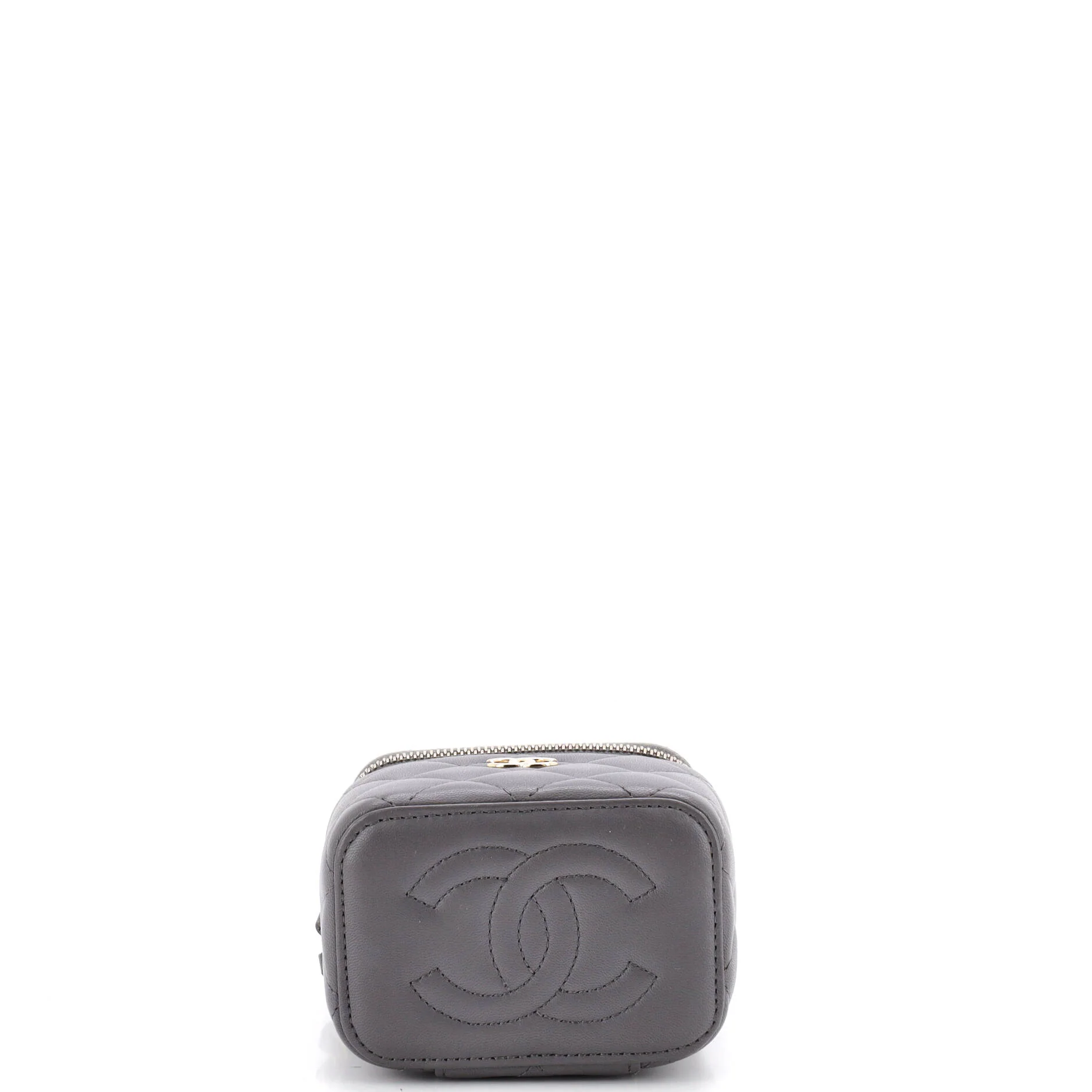 Classic Top Handle Vanity Case with Chain Quilted Lambskin Mini - Image 4