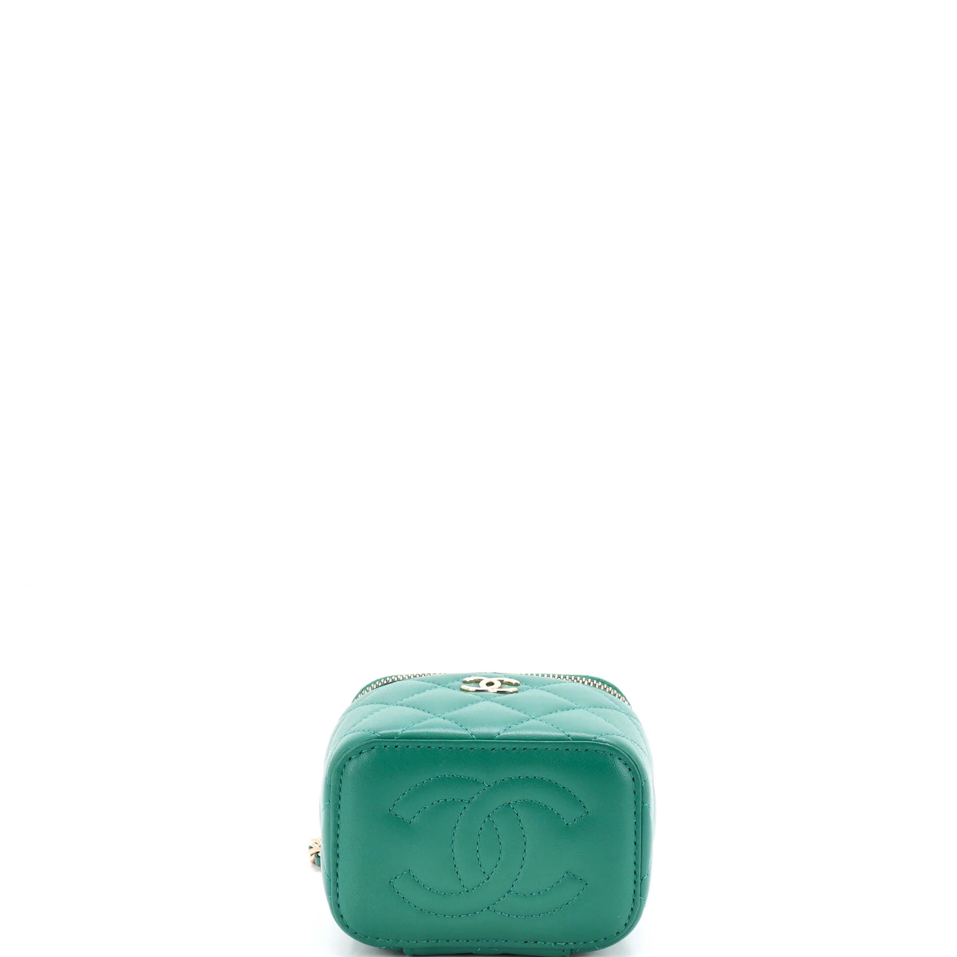 Classic Top Handle Vanity Case with Chain Quilted Lambskin Mini - Image 4