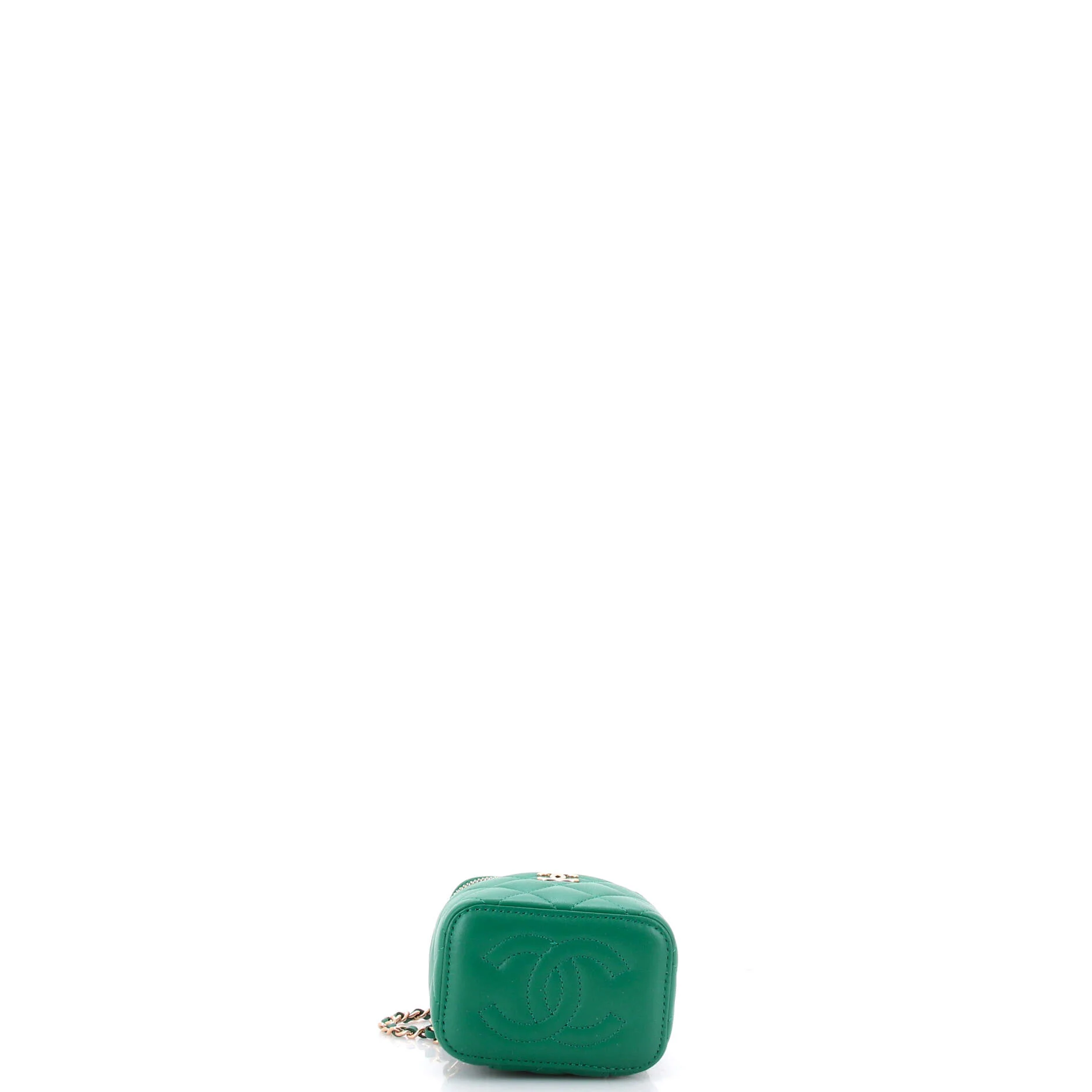 Classic Top Handle Vanity Case with Chain Quilted Lambskin Mini - Image 4