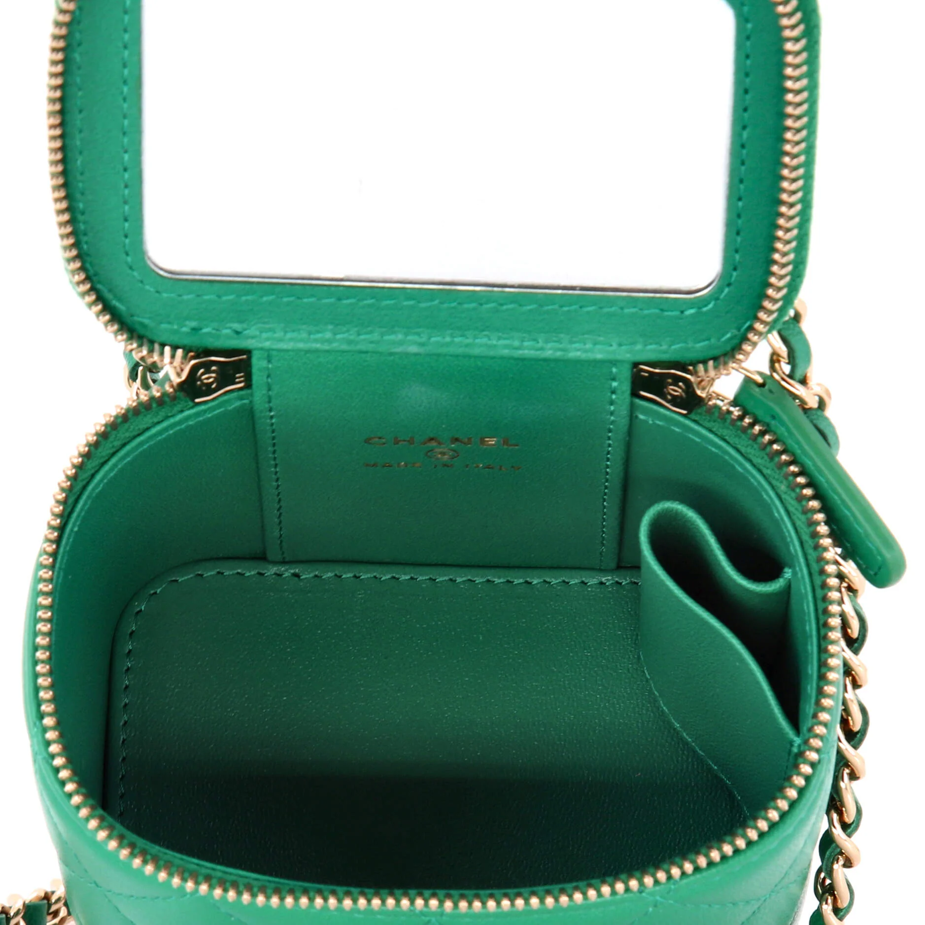 Classic Top Handle Vanity Case with Chain Quilted Lambskin Mini - Image 5