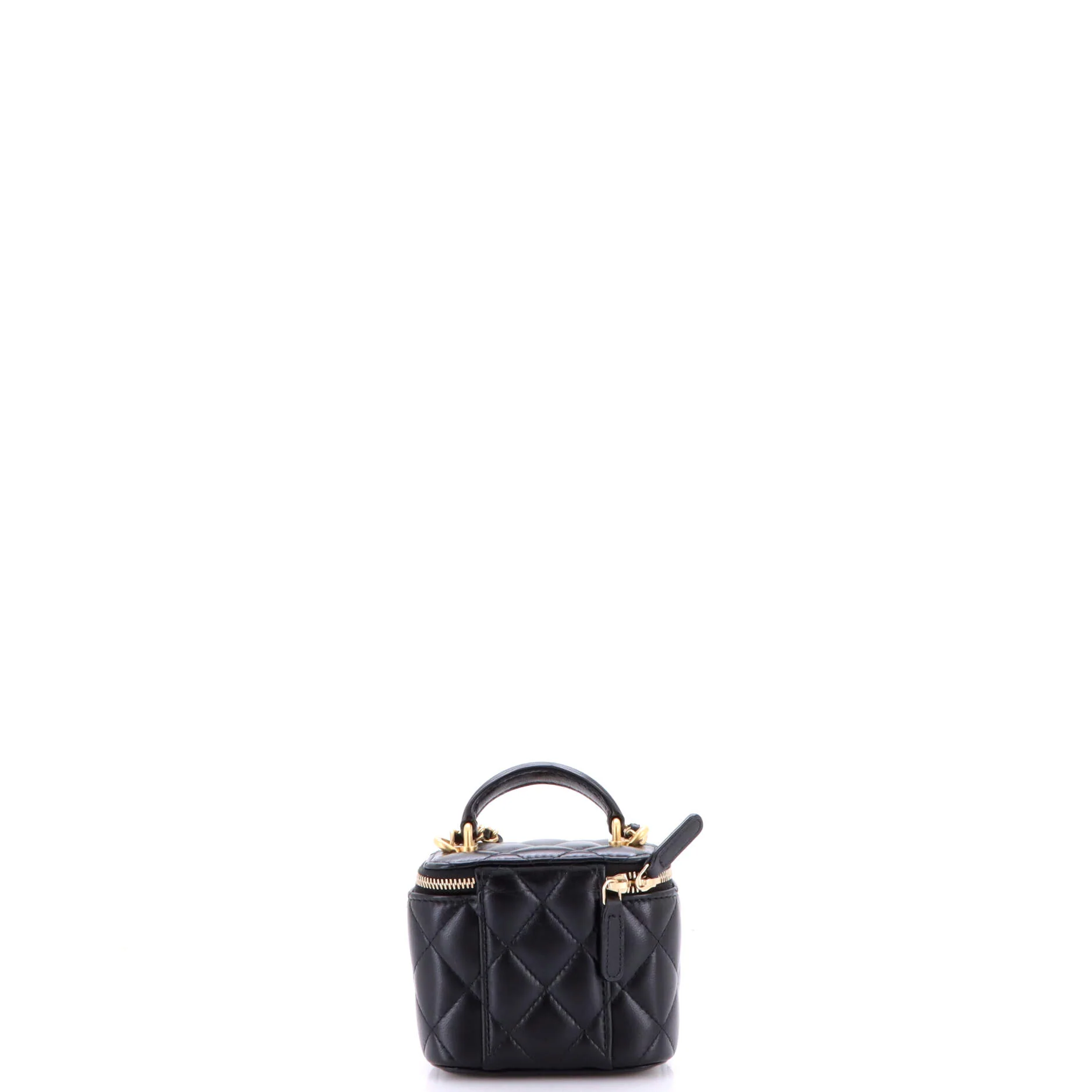 Classic Top Handle Vanity Case with Chain Quilted Lambskin Mini - Image 4