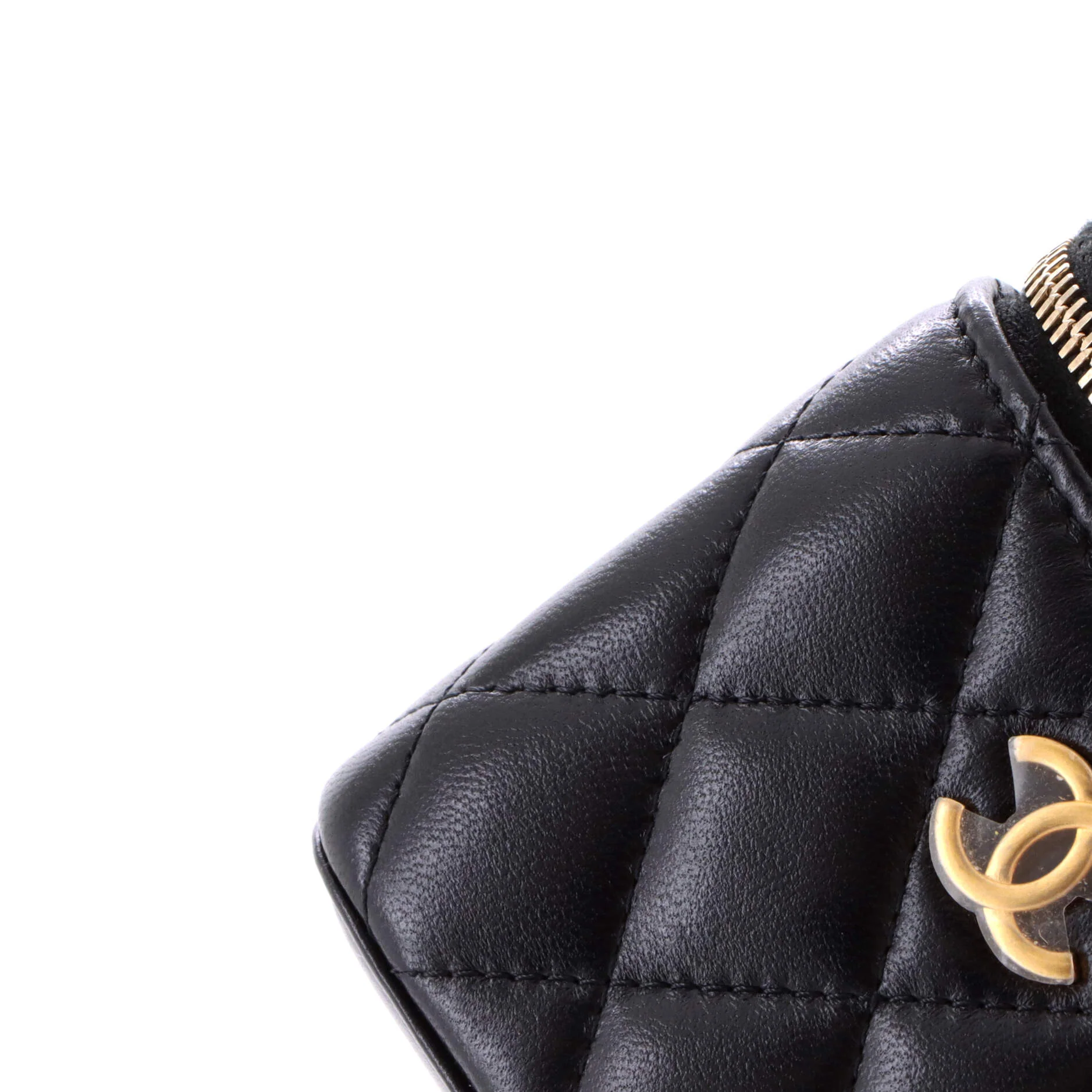 Classic Top Handle Vanity Case with Chain Quilted Lambskin Mini - Image 7